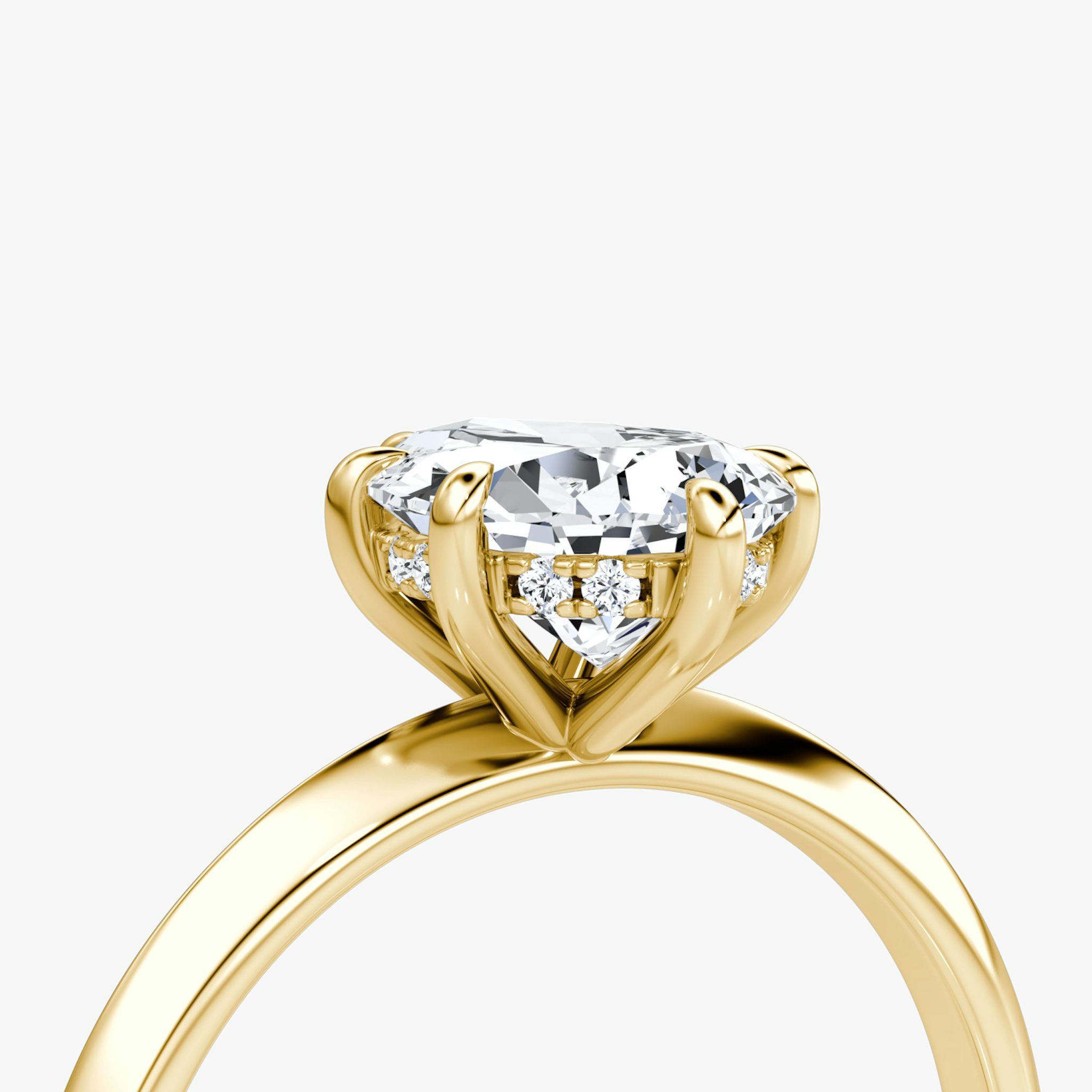 The Knife-Edge | Pear | 18k | Yellow Gold | bandAccent: Plain | hiddenHalo: yes | diamondOrientation: vertical | caratWeight: other