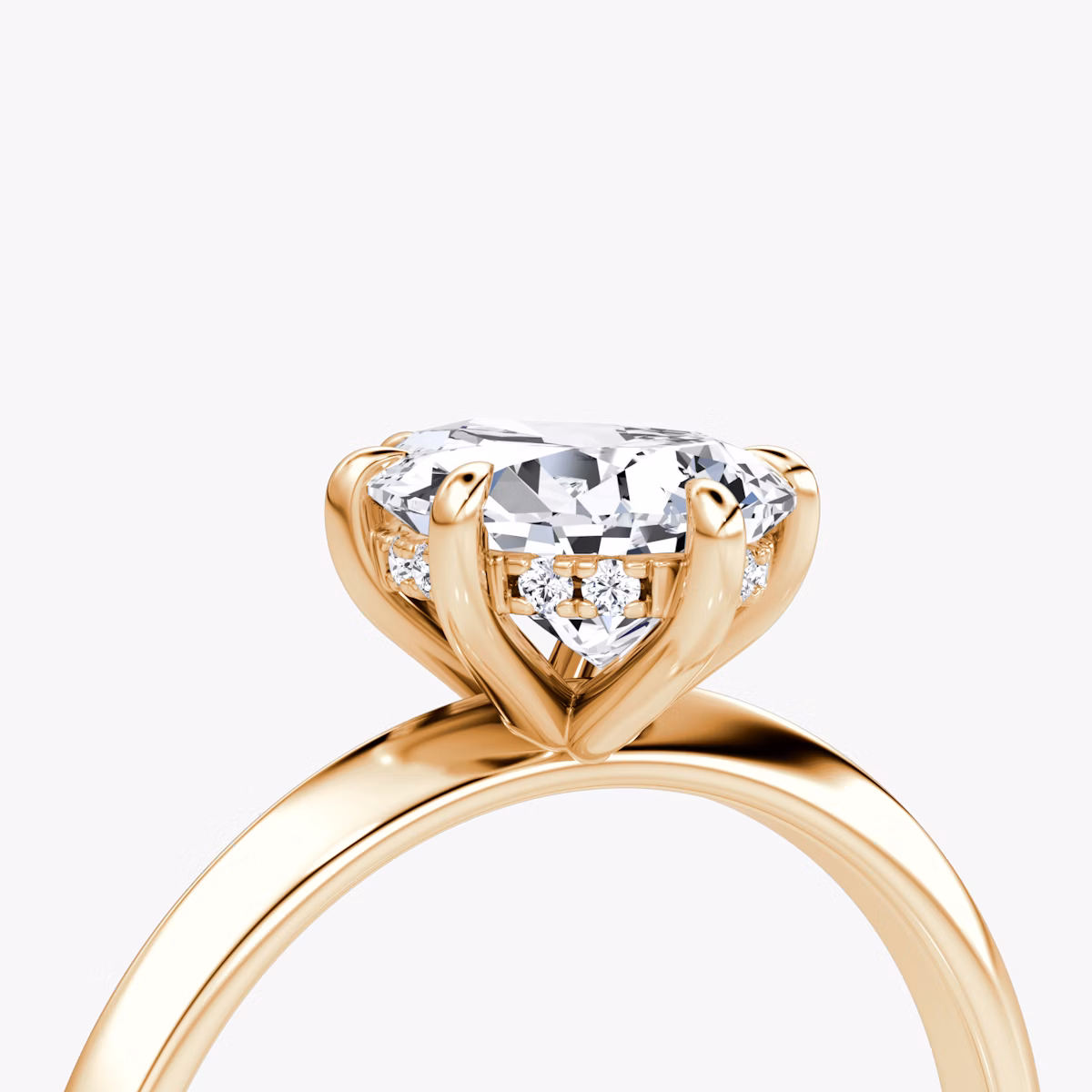 The Knife-Edge | Pear | 14k | Rose Gold | bandAccent: Plain | hiddenHalo: yes | diamondOrientation: vertical | caratWeight: other