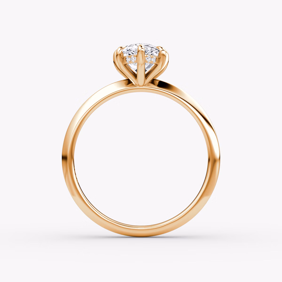 The Knife-Edge | Pear | 14k | Rose Gold | bandAccent: Plain | hiddenHalo: yes | diamondOrientation: vertical | caratWeight: other