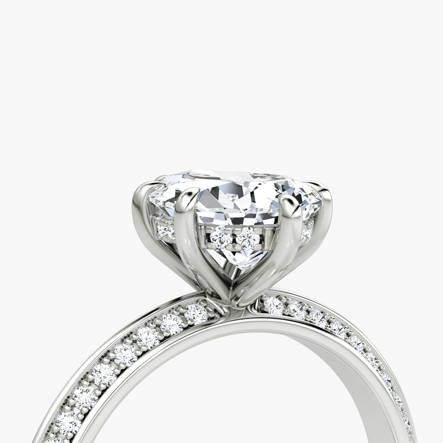 The Knife-Edge | Pear | 18k | White Gold | bandAccent: Pavé | hiddenHalo: yes | diamondOrientation: vertical | caratWeight: other