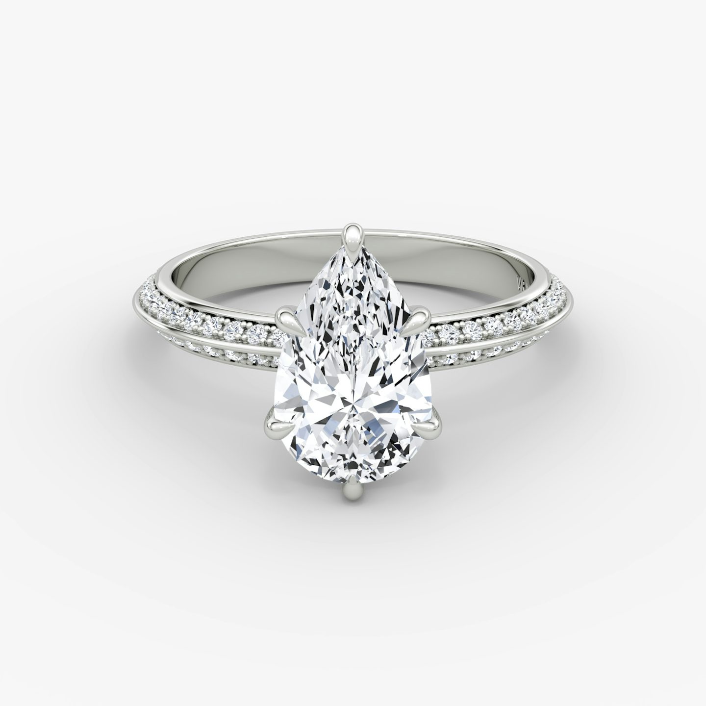 undefined | Pear | 18k | White Gold | bandAccent: Pavé | hiddenHalo: yes | diamondOrientation: vertical | caratWeight: other