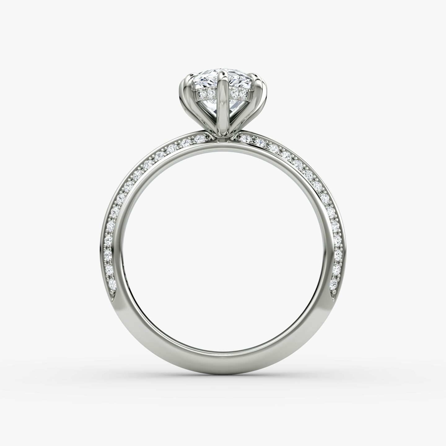 The Knife-Edge | Pear | 18k | White Gold | bandAccent: Pavé | hiddenHalo: yes | diamondOrientation: vertical | caratWeight: other