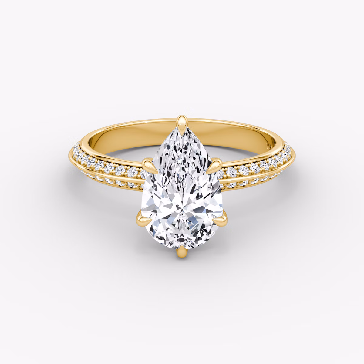 Knife-Edge | Tropfen | 18k | Gelbgold | bandAccent: Mit Pavé-Besatz | hiddenHalo: yes | diamondOrientation: vertical | caratWeight: other