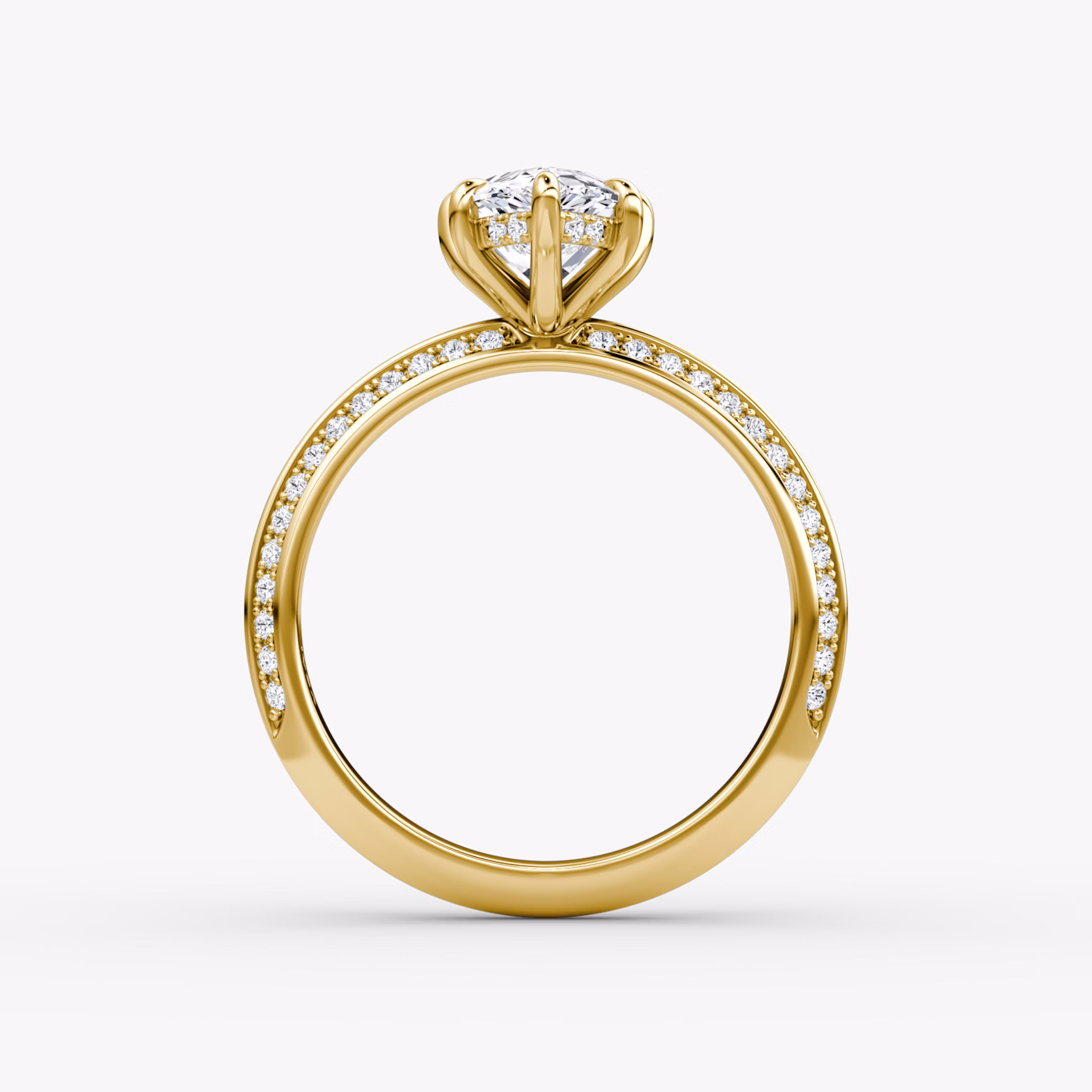 The Knife-Edge | Pear | 18k | Yellow Gold | bandAccent: Pavé | hiddenHalo: yes | diamondOrientation: vertical | caratWeight: other