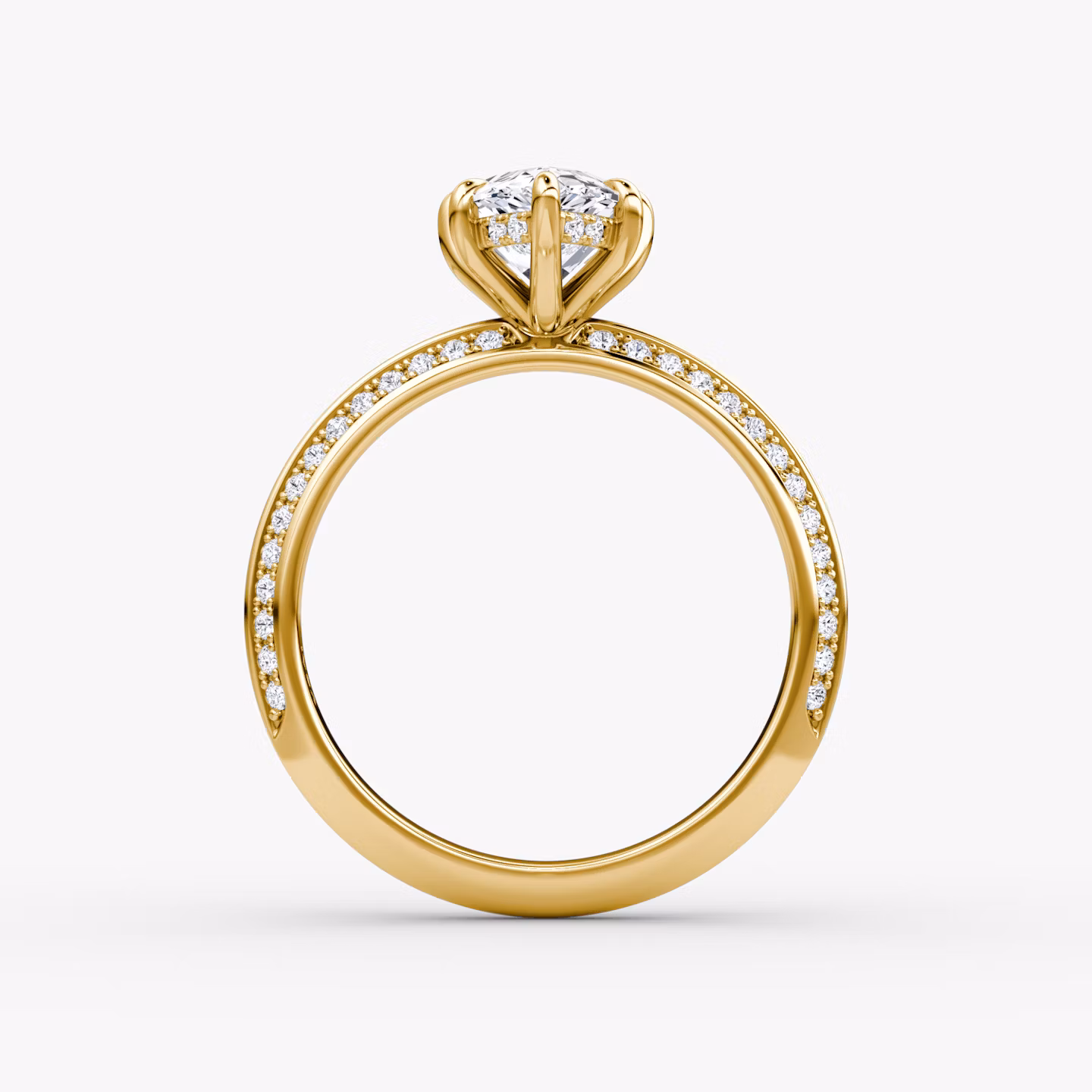 The Knife-Edge | Pear | 18k | Yellow Gold | bandAccent: Pavé | hiddenHalo: yes | diamondOrientation: vertical | caratWeight: other
