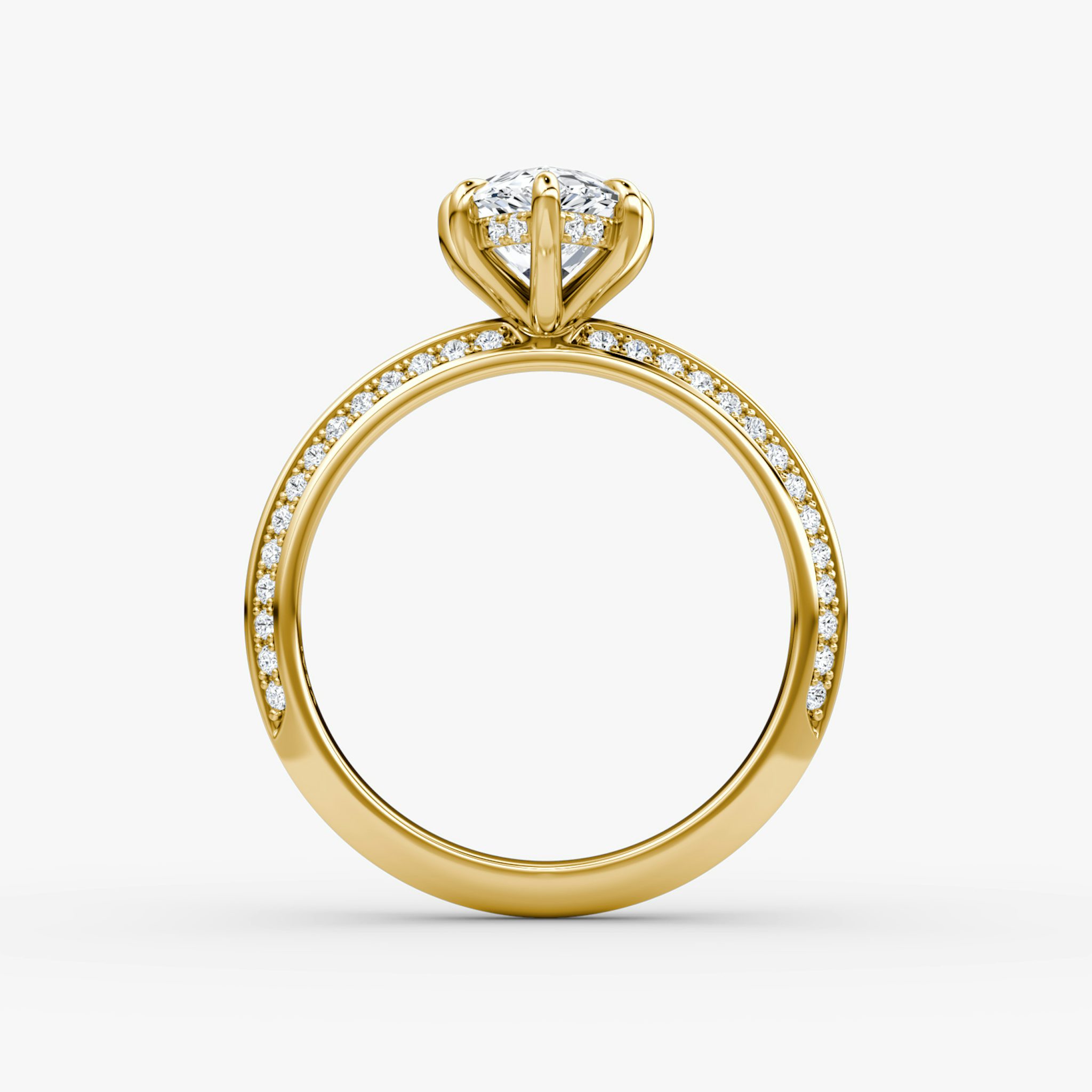 The Knife-Edge | Pear | 18k | Yellow Gold | bandAccent: Pavé | hiddenHalo: yes | diamondOrientation: vertical | caratWeight: other