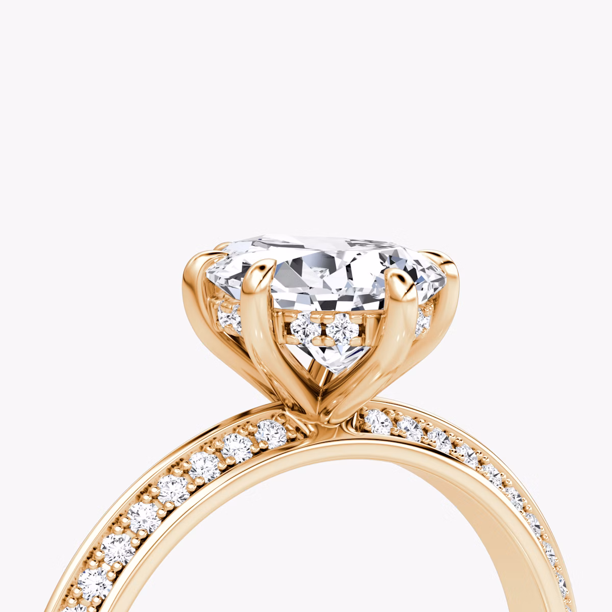 Knife-Edge | Tropfen | 14k | Roségold | bandAccent: Mit Pavé-Besatz | hiddenHalo: yes | diamondOrientation: vertical | caratWeight: other