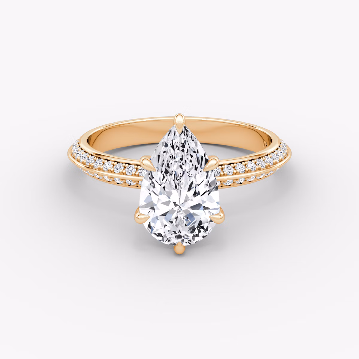 Knife-Edge | Tropfen | 14k | Roségold | bandAccent: Mit Pavé-Besatz | hiddenHalo: yes | diamondOrientation: vertical | caratWeight: other