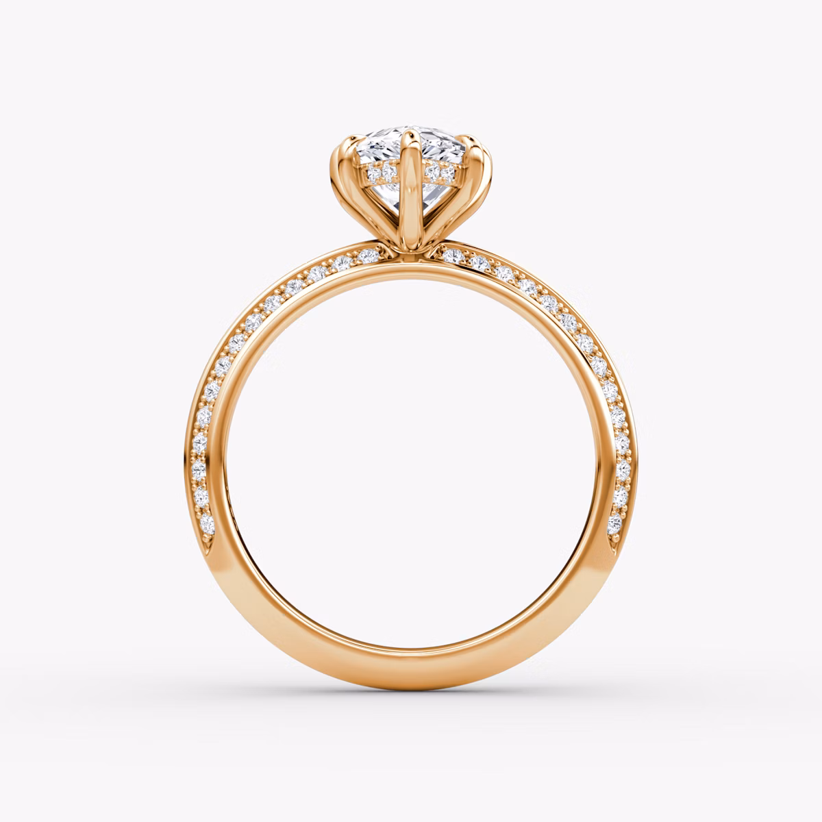 Knife-Edge | Tropfen | 14k | Roségold | bandAccent: Mit Pavé-Besatz | hiddenHalo: yes | diamondOrientation: vertical | caratWeight: other