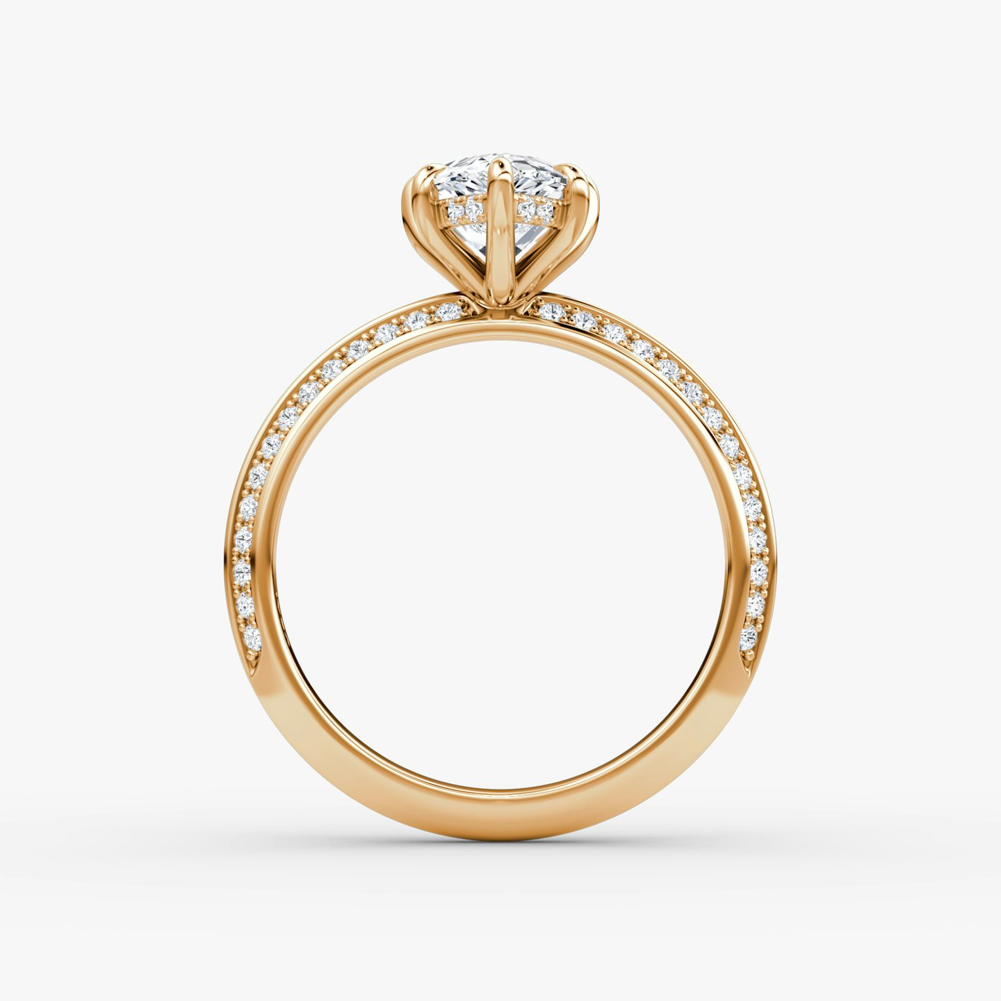 The Knife-Edge | Pear | 14k | Rose Gold | bandAccent: Pavé | hiddenHalo: yes | diamondOrientation: vertical | caratWeight: other