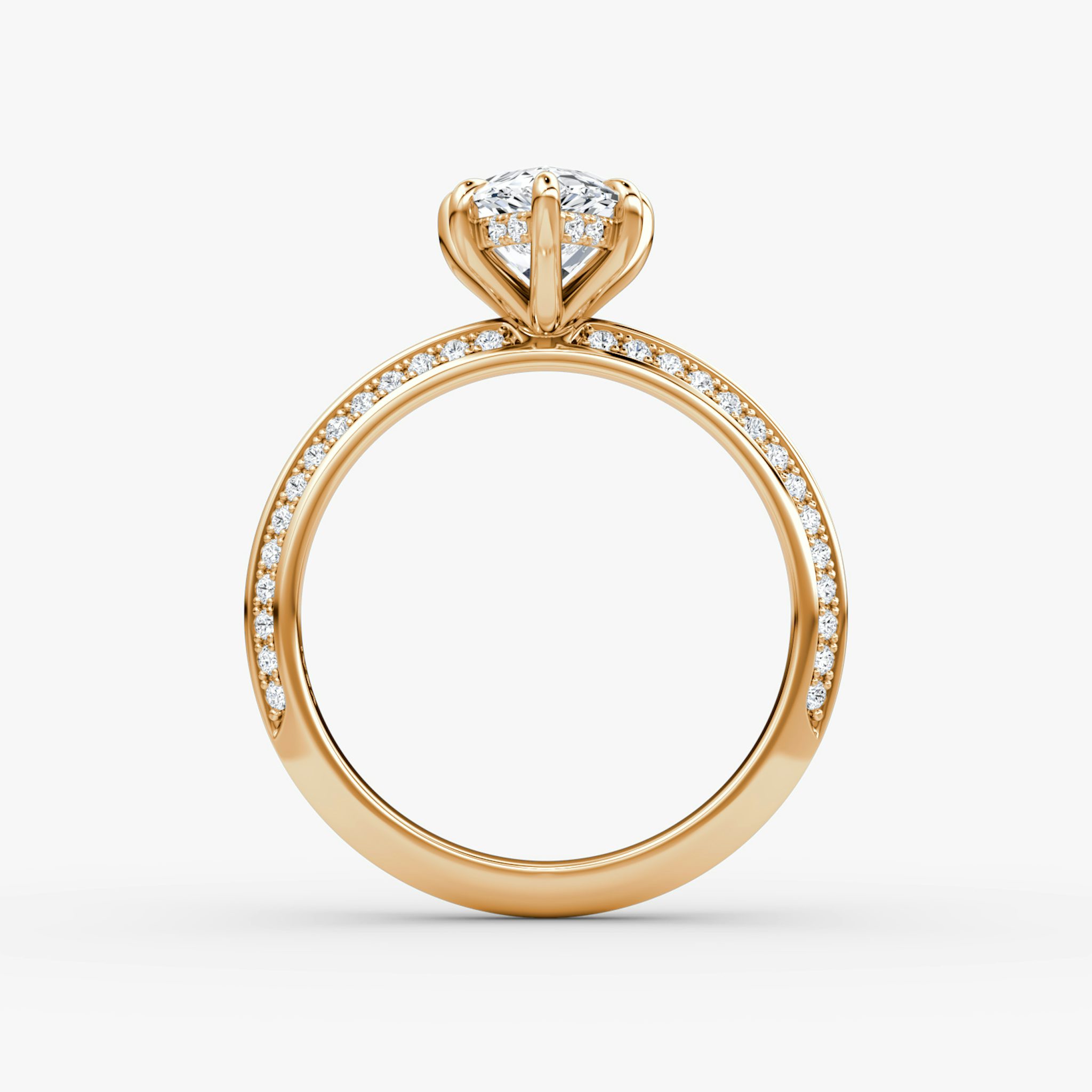 The Knife-Edge | Pear | 14k | Rose Gold | bandAccent: Pavé | hiddenHalo: yes | diamondOrientation: vertical | caratWeight: other