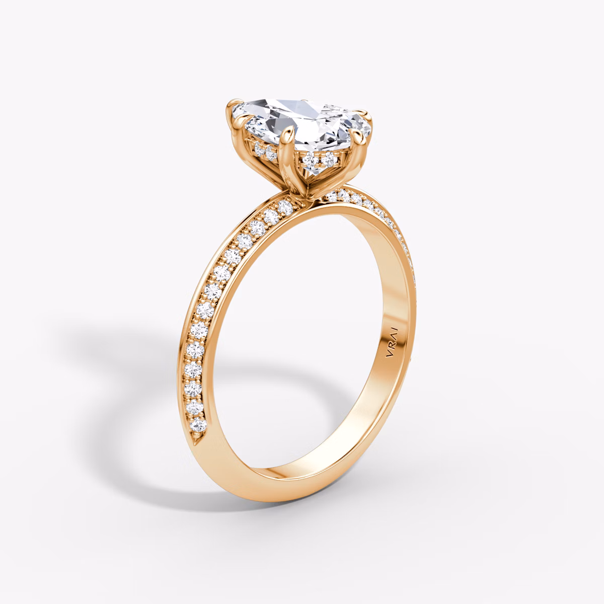 Knife-Edge | Tropfen | 14k | Roségold | bandAccent: Mit Pavé-Besatz | hiddenHalo: yes | diamondOrientation: vertical | caratWeight: other