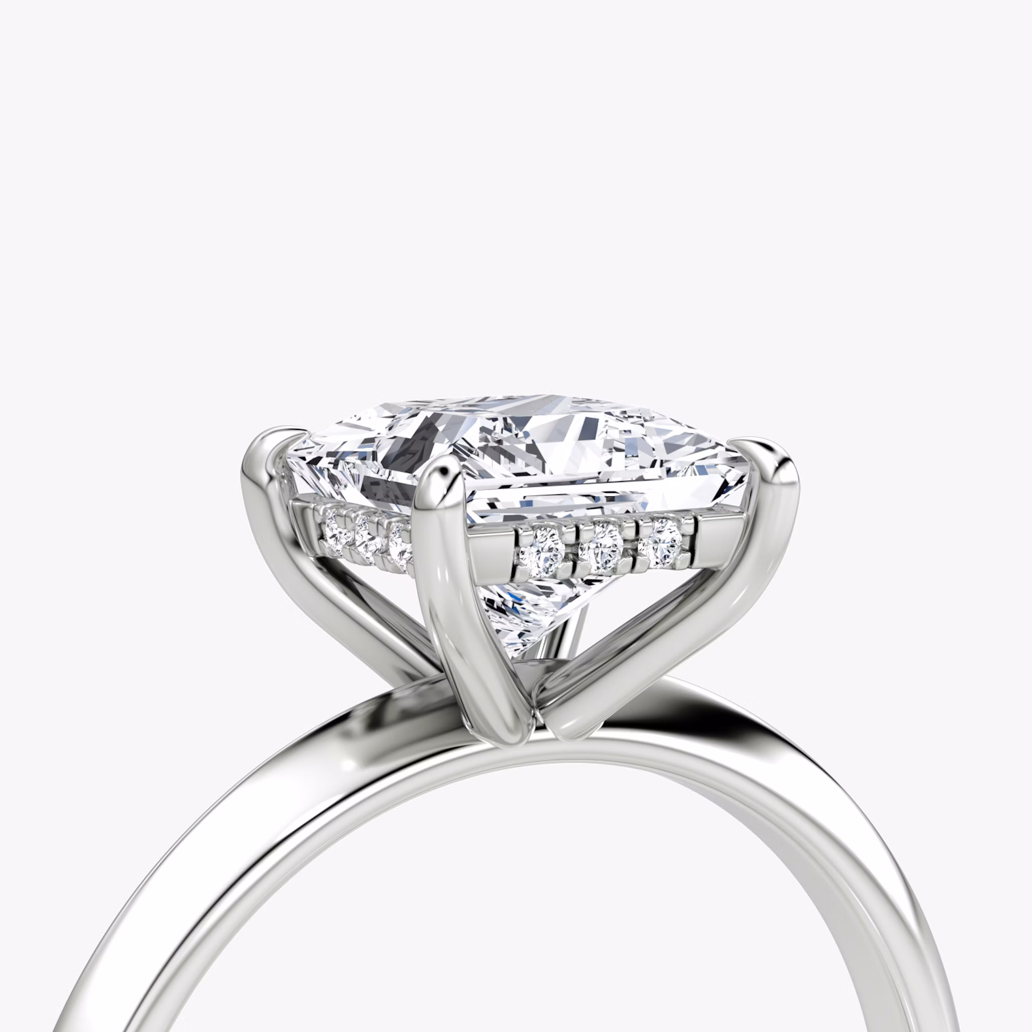 The Knife-Edge | Princess | 18k | White Gold | bandAccent: Plain | hiddenHalo: yes | diamondOrientation: vertical | caratWeight: other