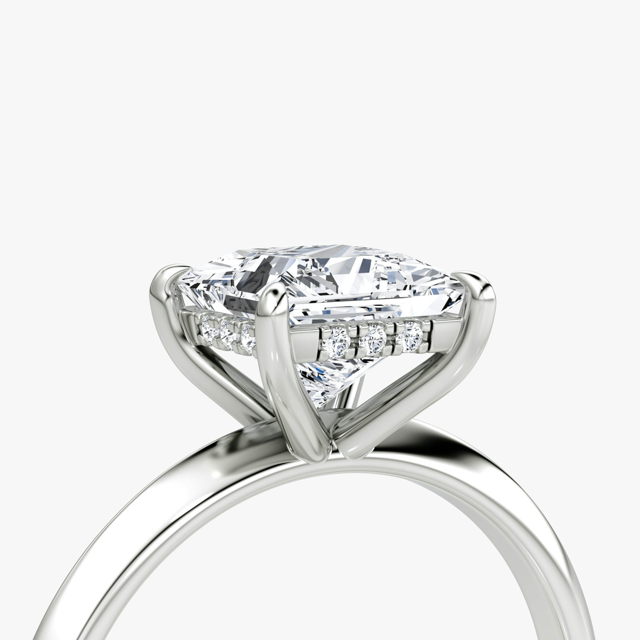 The Knife-Edge | Princess | 18k | White Gold | bandAccent: Plain | hiddenHalo: yes | diamondOrientation: vertical | caratWeight: other