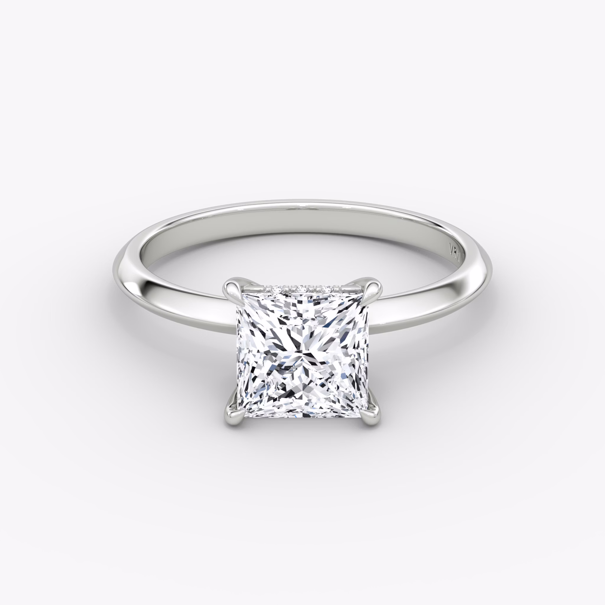 The Knife-Edge | Princess | 18k | White Gold | bandAccent: Plain | hiddenHalo: yes | diamondOrientation: vertical | caratWeight: other