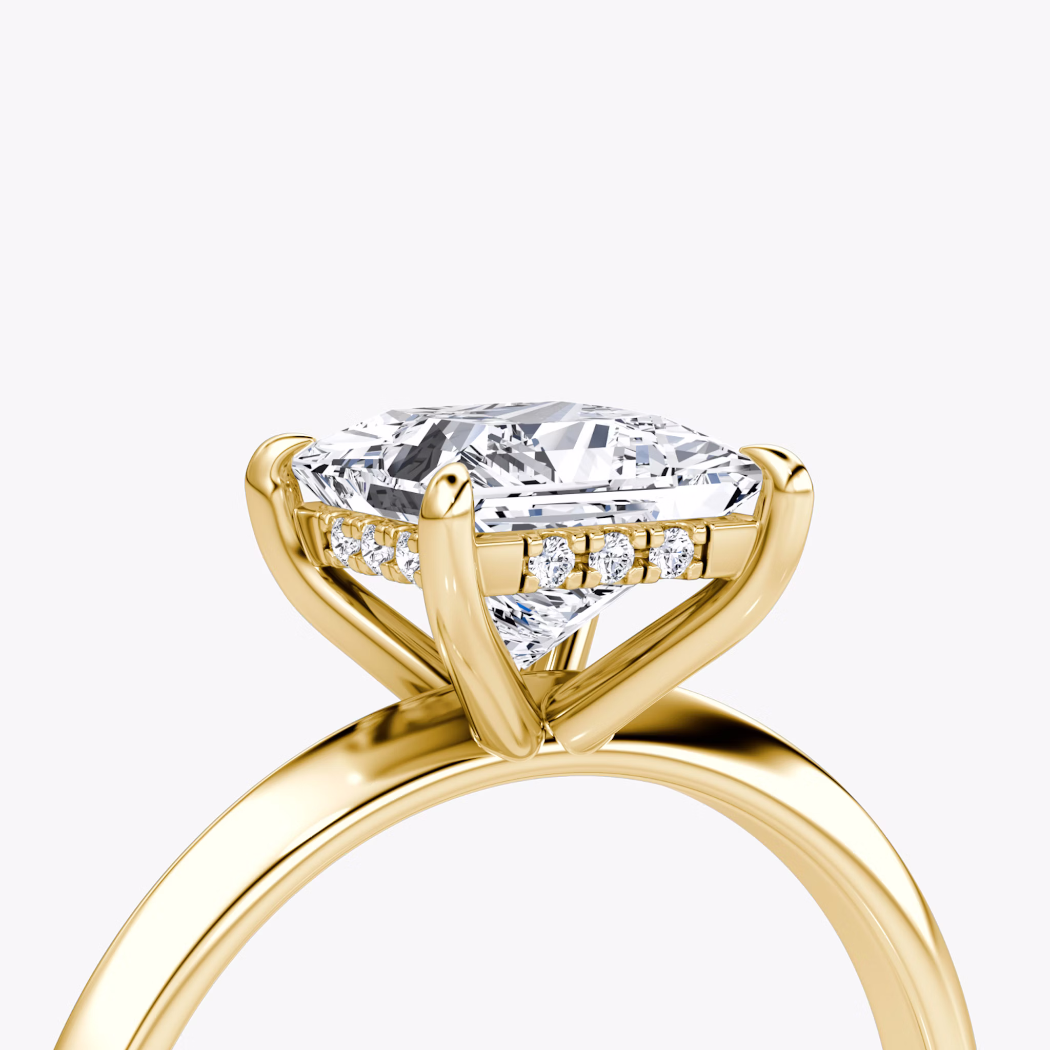 The Knife-Edge | Princess | 18k | Yellow Gold | bandAccent: Plain | hiddenHalo: yes | diamondOrientation: vertical | caratWeight: other