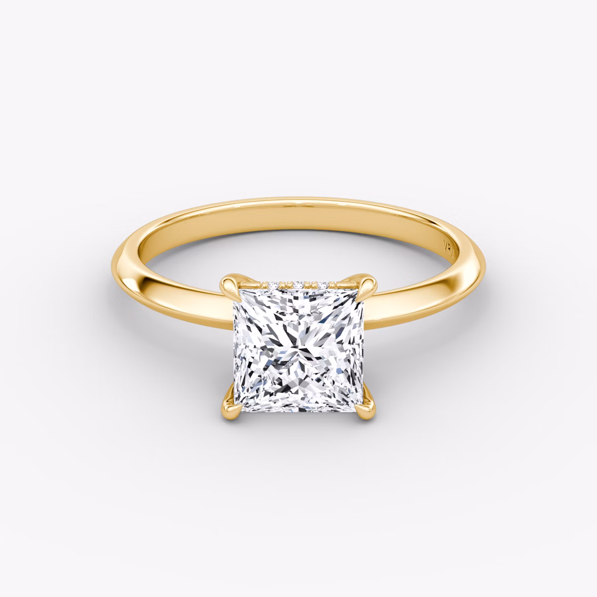 The Knife-Edge | Princess | 18k | Yellow Gold | bandAccent: Plain | hiddenHalo: yes | diamondOrientation: vertical | caratWeight: other