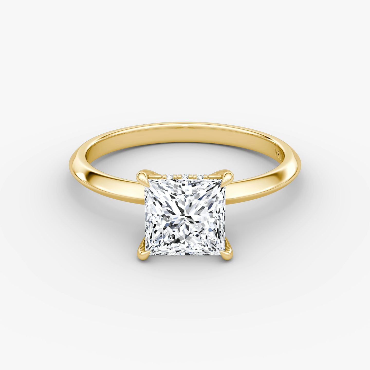 The Knife-Edge | Princess | 18k | Yellow Gold | bandAccent: Plain | hiddenHalo: yes | diamondOrientation: vertical | caratWeight: other