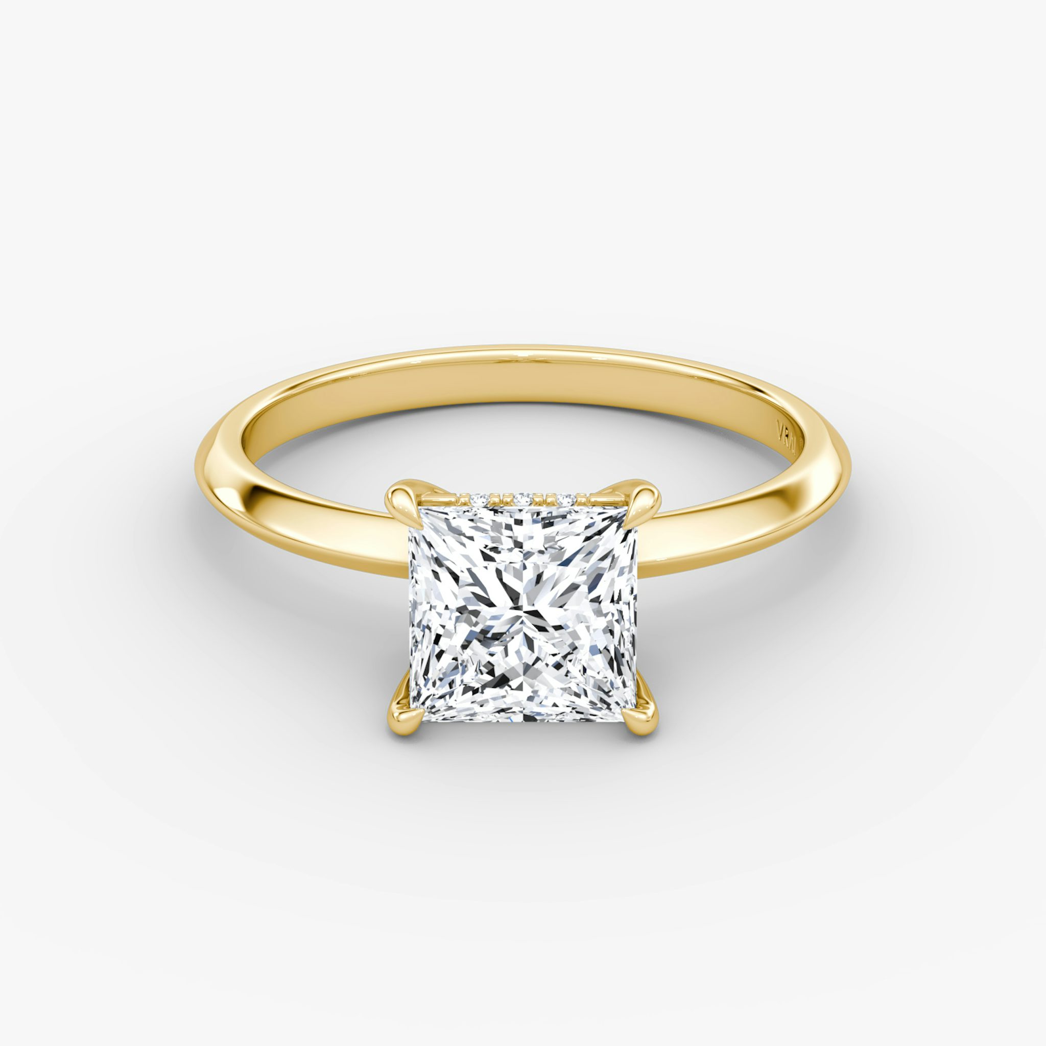 The Knife-Edge | Princess | 18k | Yellow Gold | bandAccent: Plain | hiddenHalo: yes | diamondOrientation: vertical | caratWeight: other