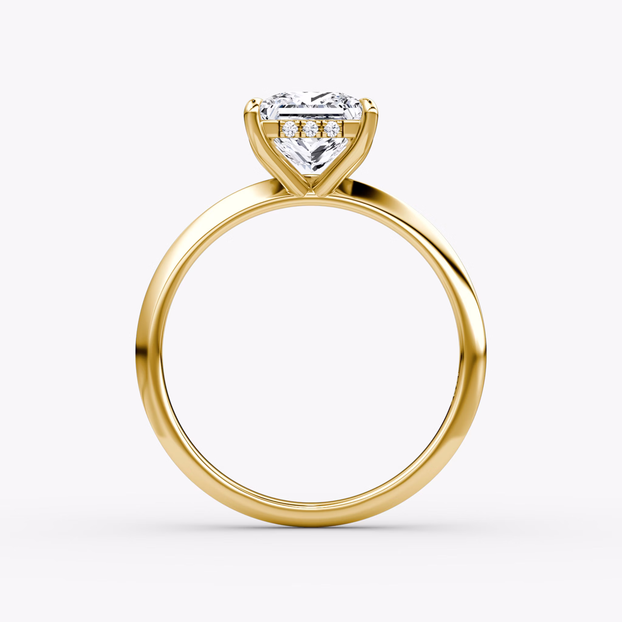 The Knife-Edge | Princess | 18k | Yellow Gold | bandAccent: Plain | hiddenHalo: yes | diamondOrientation: vertical | caratWeight: other