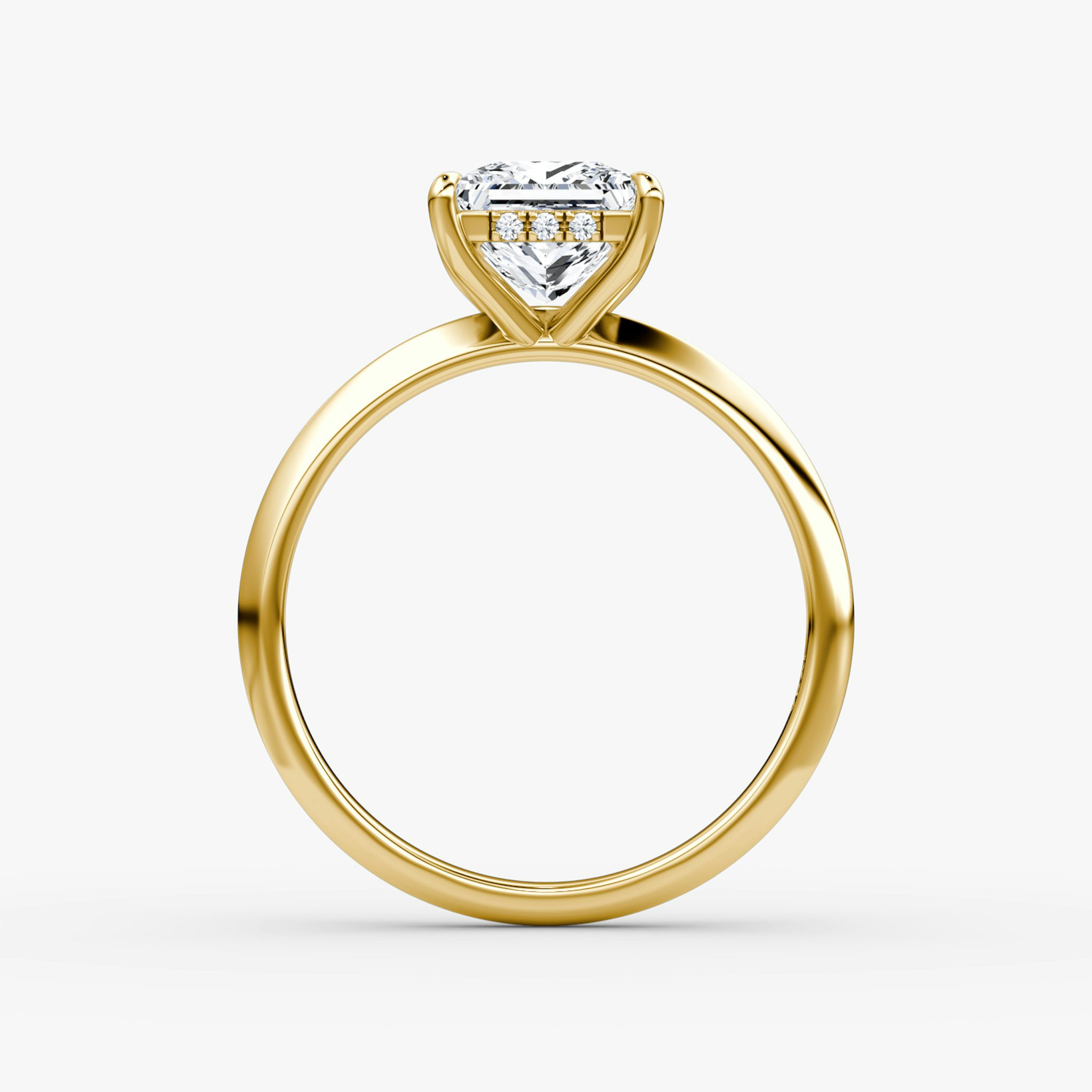 The Knife-Edge | Princess | 18k | Yellow Gold | bandAccent: Plain | hiddenHalo: yes | diamondOrientation: vertical | caratWeight: other
