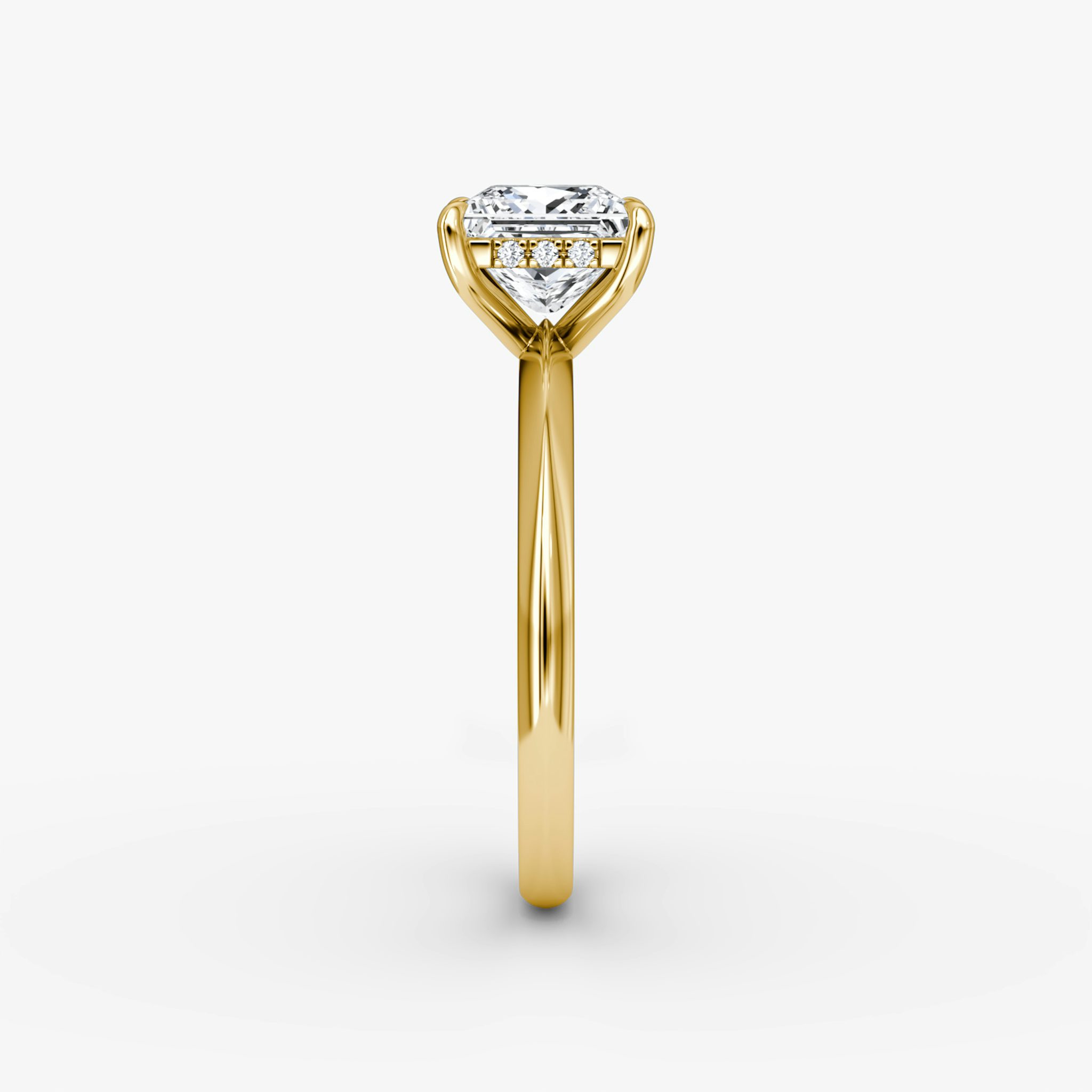 The Knife-Edge | Princess | 18k | Yellow Gold | bandAccent: Plain | hiddenHalo: yes | diamondOrientation: vertical | caratWeight: other