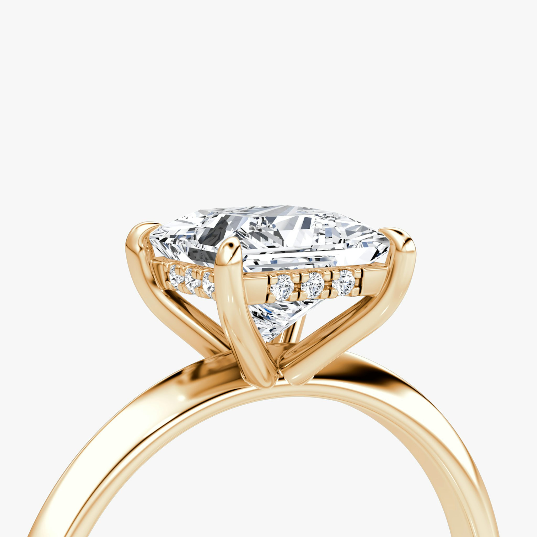 The Knife-Edge | Princess | 14k | Rose Gold | bandAccent: Plain | hiddenHalo: yes | diamondOrientation: vertical | caratWeight: other