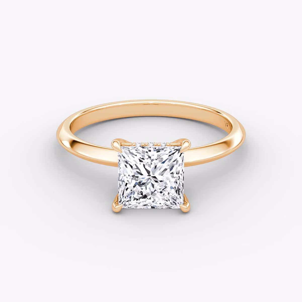 The Knife-Edge | Princess | 14k | Rose Gold | bandAccent: Plain | hiddenHalo: yes | diamondOrientation: vertical | caratWeight: other