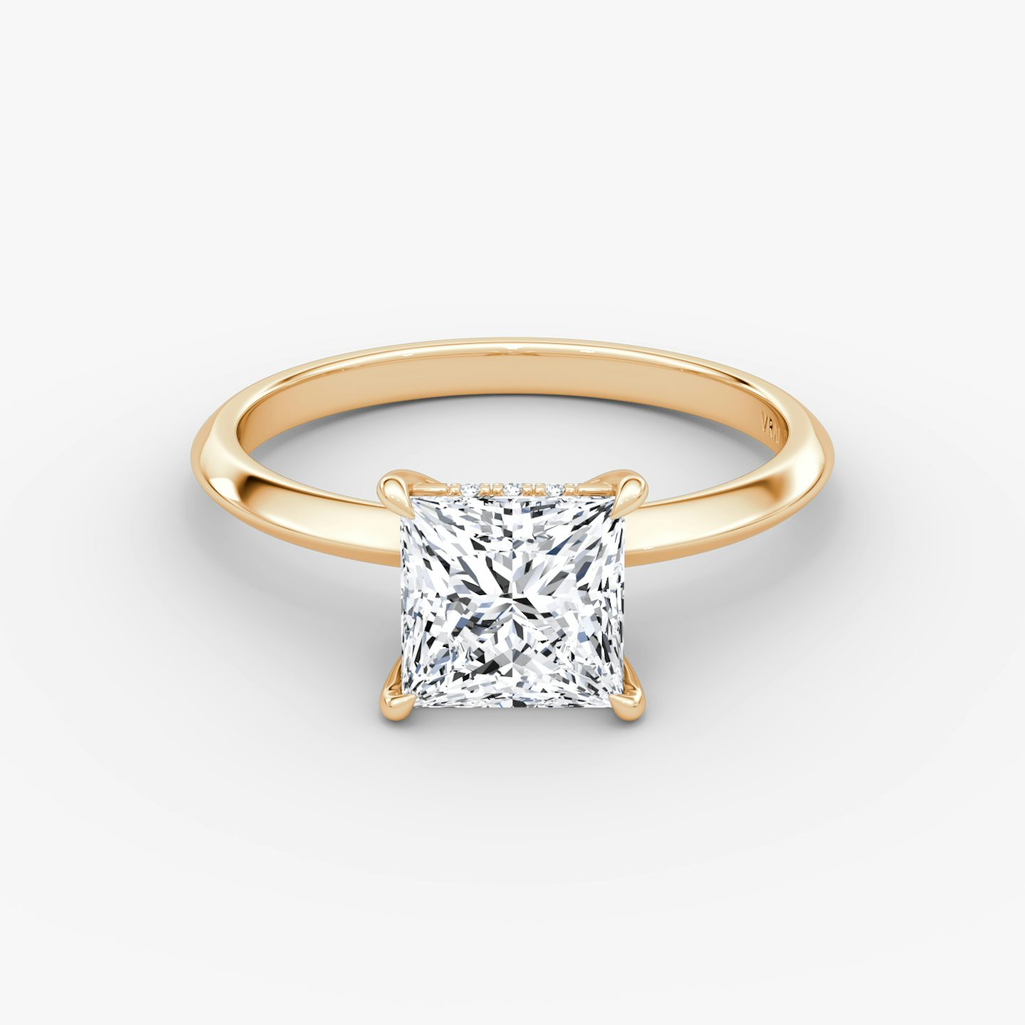 The Knife-Edge | Princess | 14k | Rose Gold | bandAccent: Plain | hiddenHalo: yes | diamondOrientation: vertical | caratWeight: other