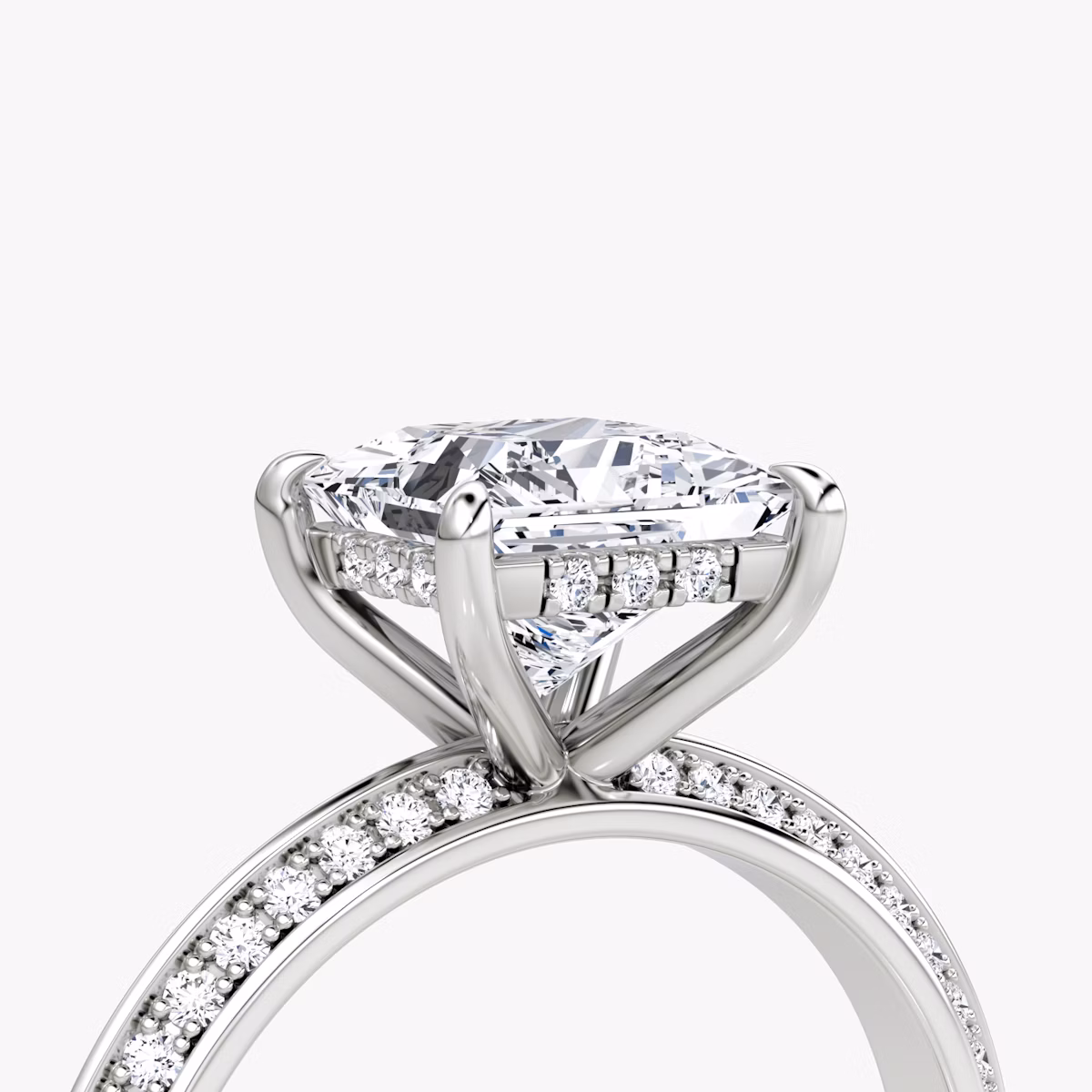 The Knife-Edge | Princess | Platinum | bandAccent: Pavé | hiddenHalo: yes | diamondOrientation: vertical | caratWeight: other