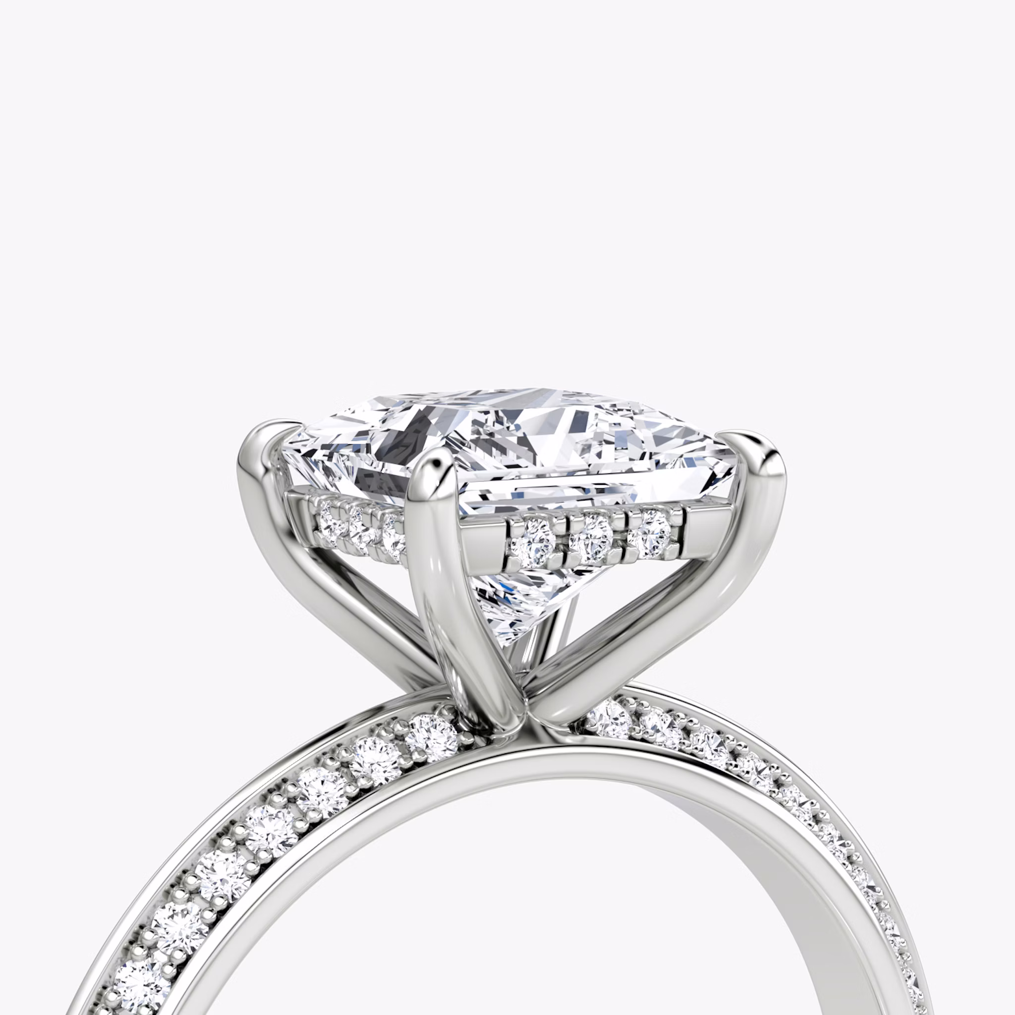 The Knife-Edge | Princess | 18k | White Gold | bandAccent: Pavé | hiddenHalo: yes | diamondOrientation: vertical | caratWeight: other