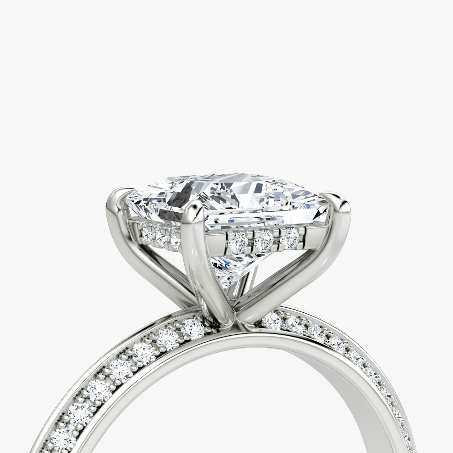The Knife-Edge | Princess | Platinum | bandAccent: Pavé | hiddenHalo: yes | diamondOrientation: vertical | caratWeight: other