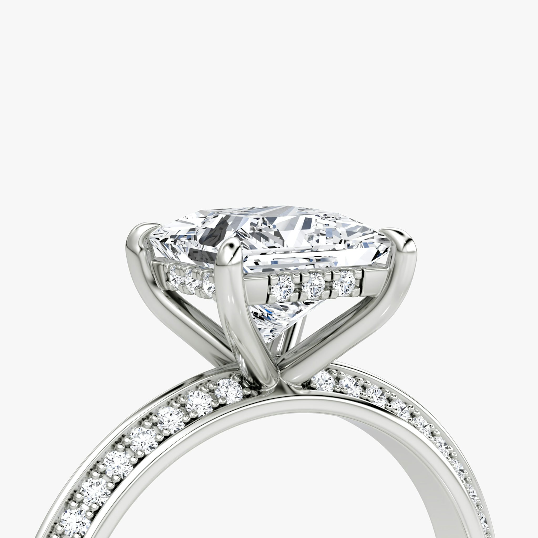 The Knife-Edge | Princess | 18k | White Gold | bandAccent: Pavé | hiddenHalo: yes | diamondOrientation: vertical | caratWeight: other