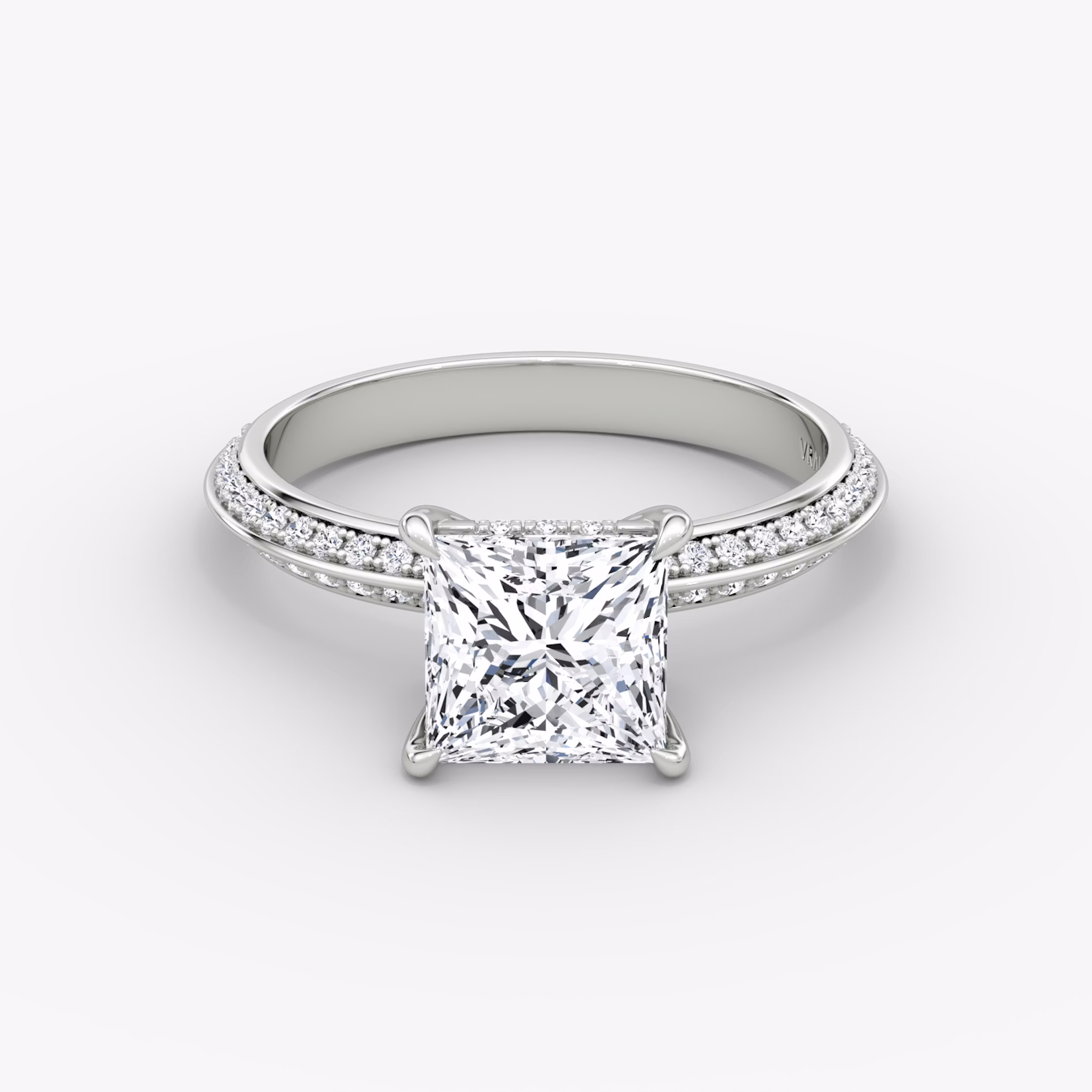 The Knife-Edge | Princess | 18k | White Gold | bandAccent: Pavé | hiddenHalo: yes | diamondOrientation: vertical | caratWeight: other