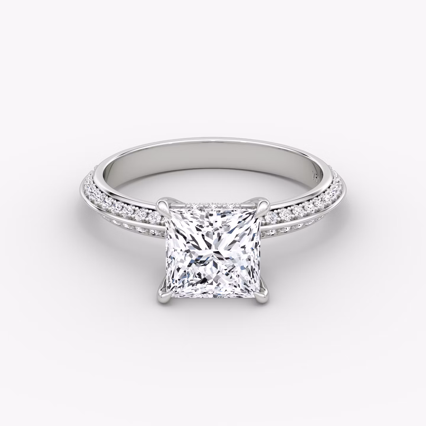 The Knife-Edge | Princess | Platinum | bandAccent: Pavé | hiddenHalo: yes | diamondOrientation: vertical | caratWeight: other