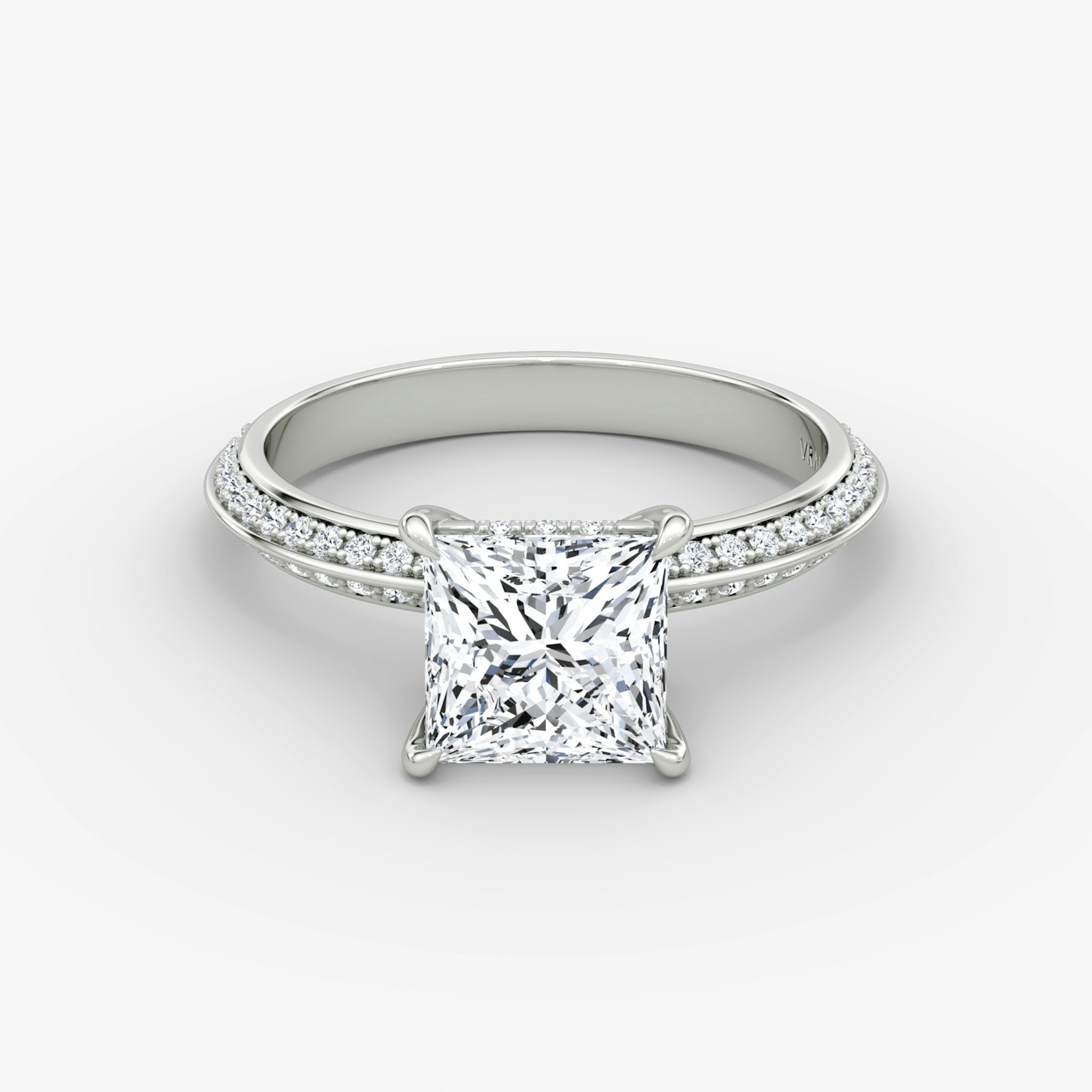 The Knife-Edge | Princess | 18k | White Gold | bandAccent: Pavé | hiddenHalo: yes | diamondOrientation: vertical | caratWeight: other