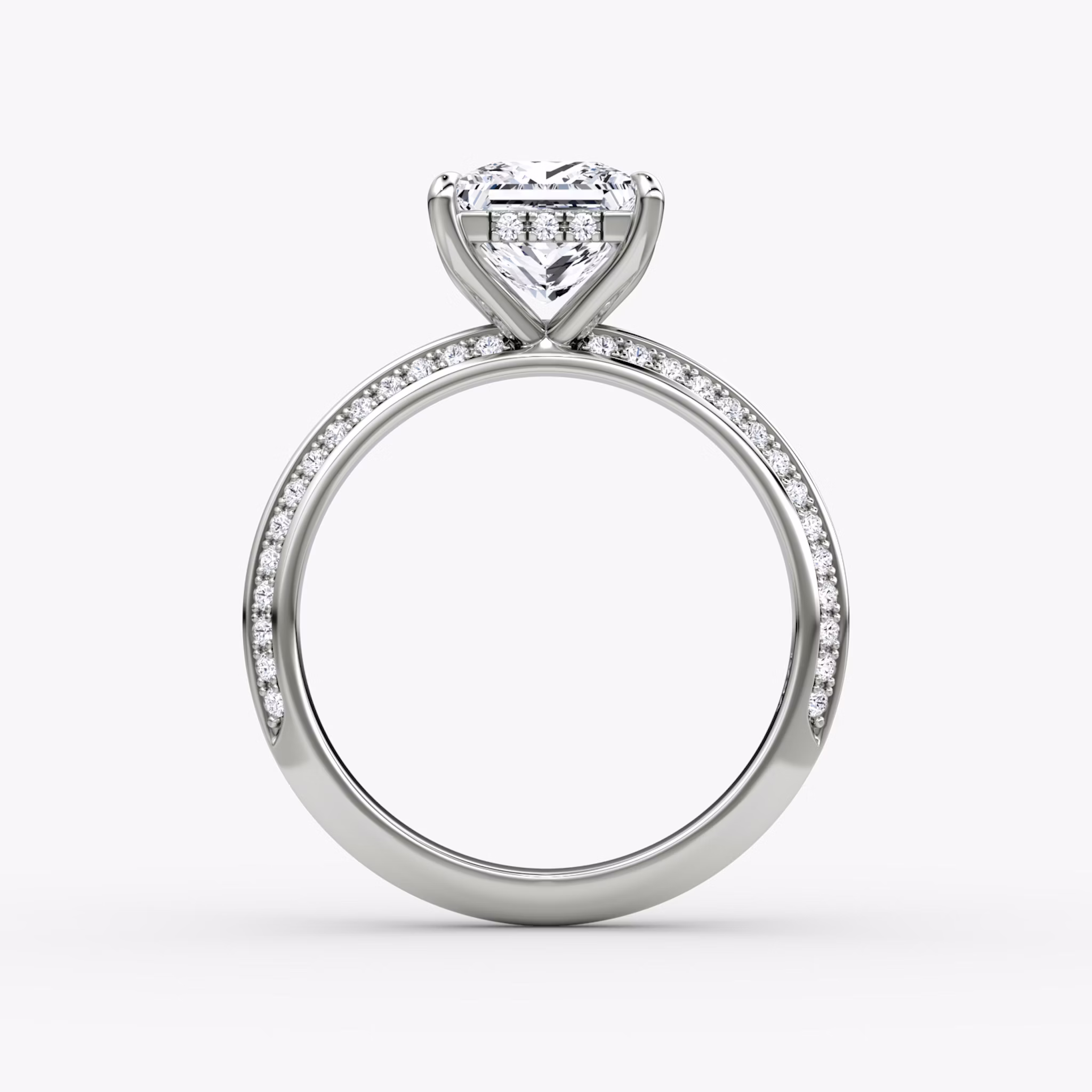 The Knife-Edge | Princess | 18k | White Gold | bandAccent: Pavé | hiddenHalo: yes | diamondOrientation: vertical | caratWeight: other