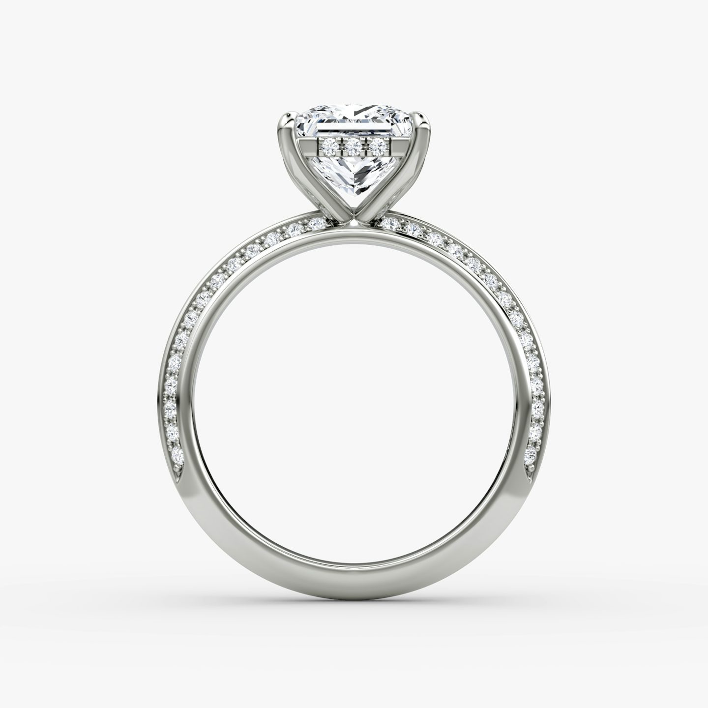 The Knife-Edge | Princess | Platinum | bandAccent: Pavé | hiddenHalo: yes | diamondOrientation: vertical | caratWeight: other
