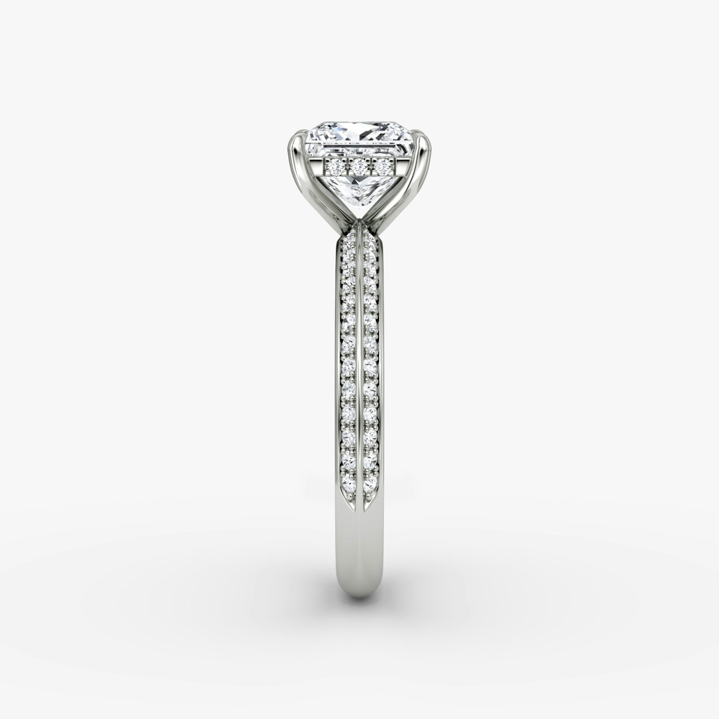 The Knife-Edge | Princess | Platinum | bandAccent: Pavé | hiddenHalo: yes | diamondOrientation: vertical | caratWeight: other