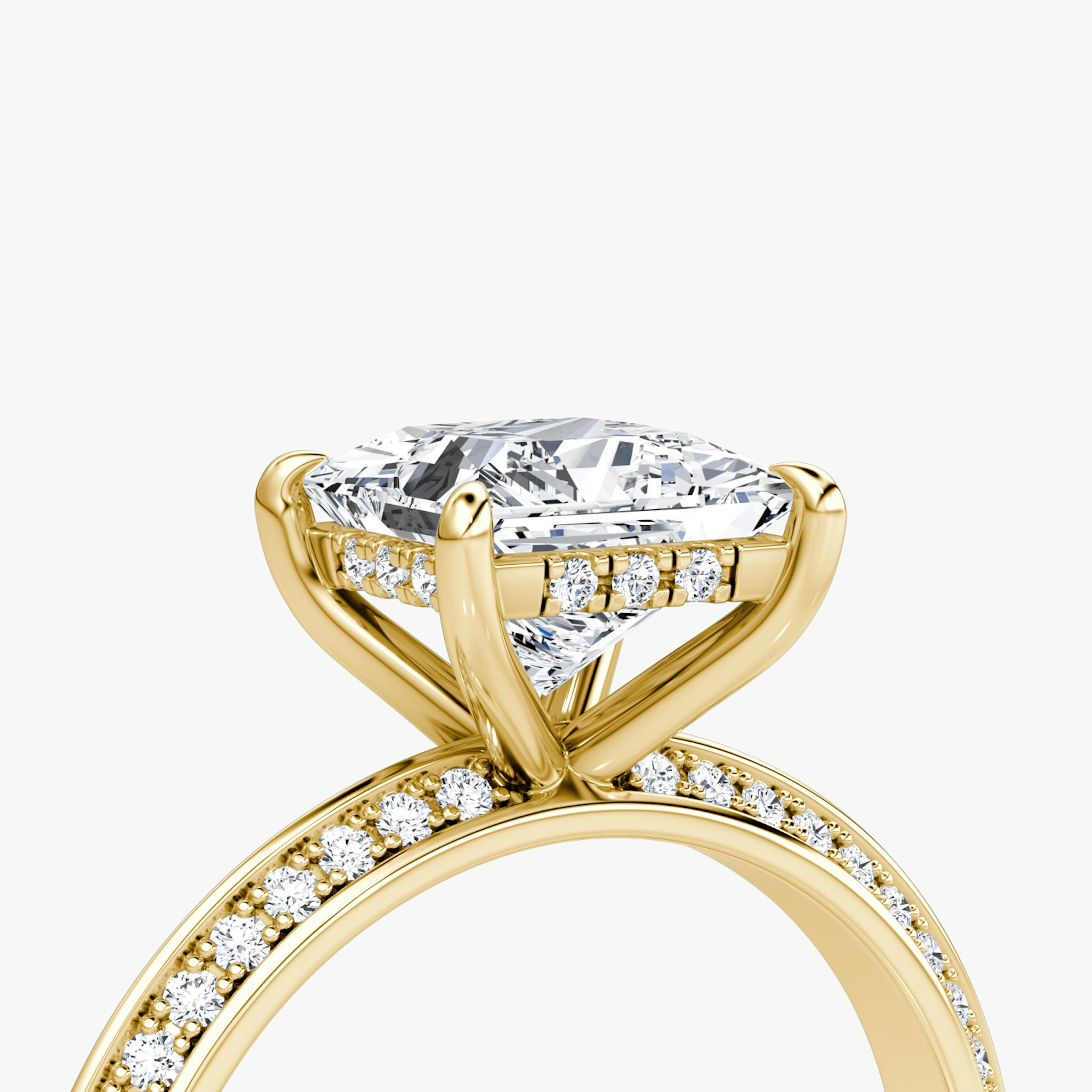 The Knife-Edge | Princess | 18k | Yellow Gold | bandAccent: Pavé | hiddenHalo: yes | diamondOrientation: vertical | caratWeight: other
