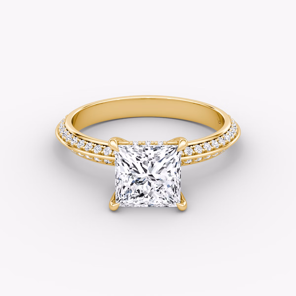 Knife-Edge | Princess | 18k | Gelbgold | bandAccent: Mit Pavé-Besatz | hiddenHalo: yes | diamondOrientation: vertical | caratWeight: other