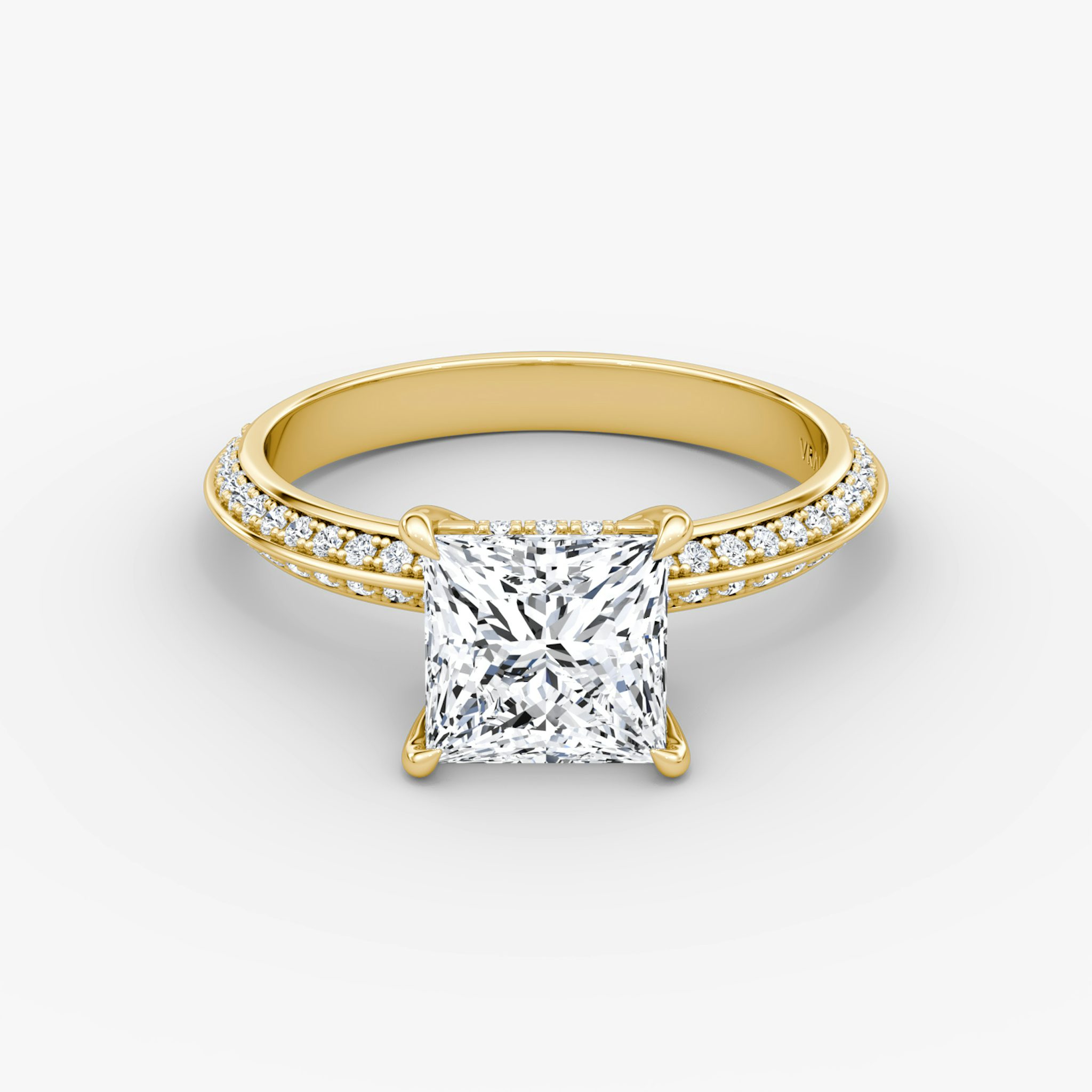 The Knife-Edge | Princess | 18k | Yellow Gold | bandAccent: Pavé | hiddenHalo: yes | diamondOrientation: vertical | caratWeight: other