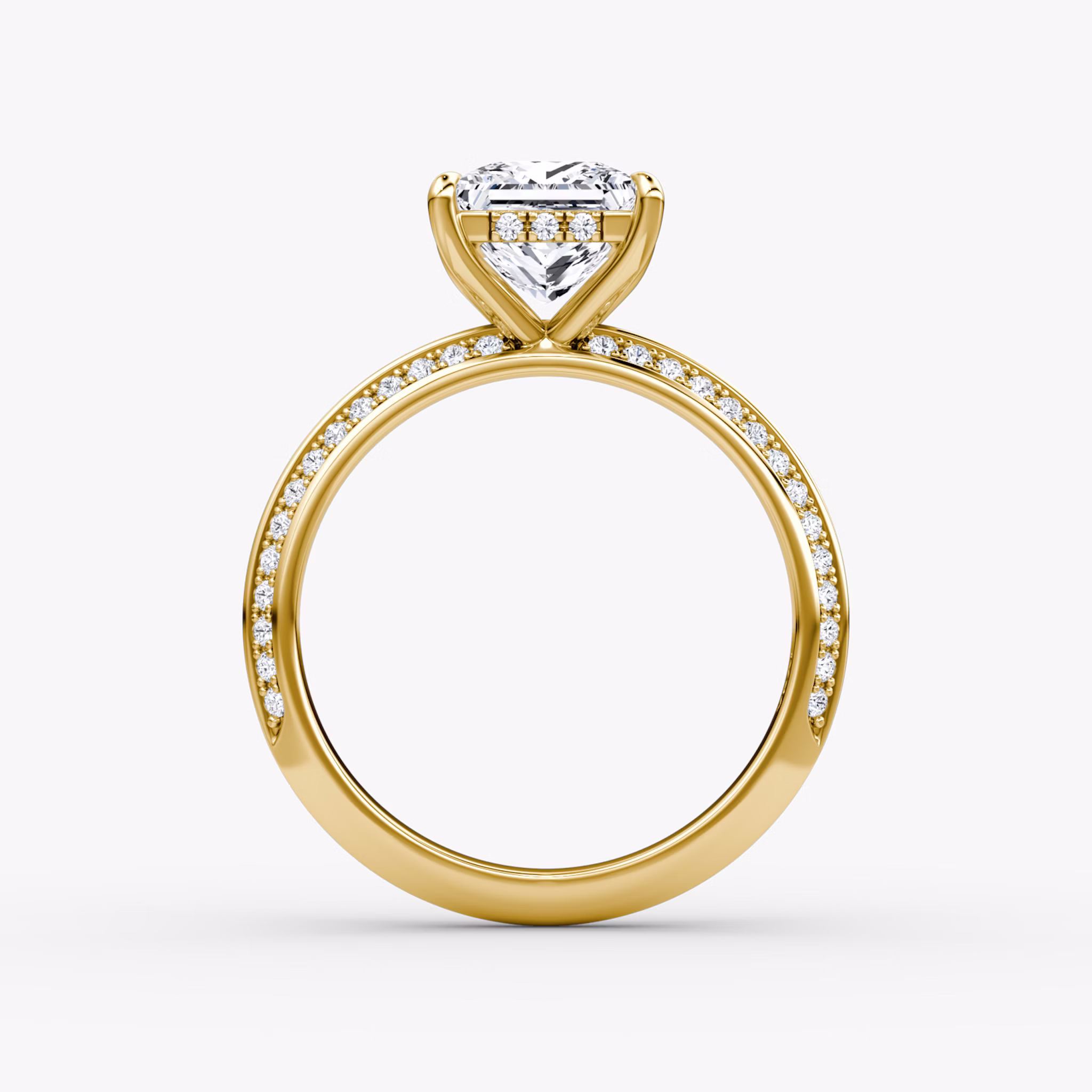 The Knife-Edge | Princess | 18k | Yellow Gold | bandAccent: Pavé | hiddenHalo: yes | diamondOrientation: vertical | caratWeight: other