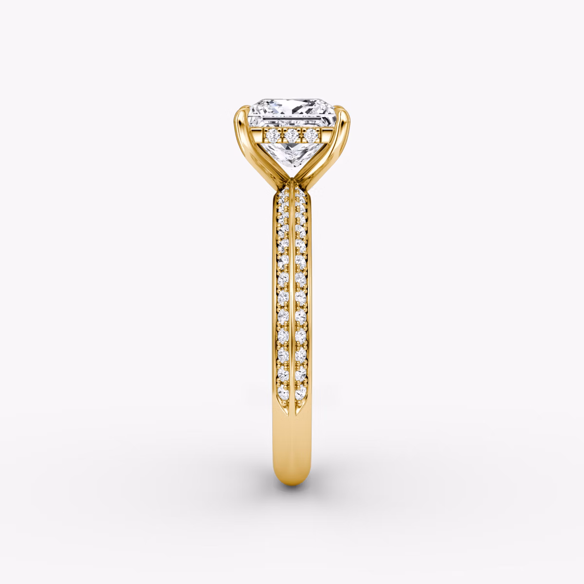 Knife-Edge | Princess | 18k | Gelbgold | bandAccent: Mit Pavé-Besatz | hiddenHalo: yes | diamondOrientation: vertical | caratWeight: other