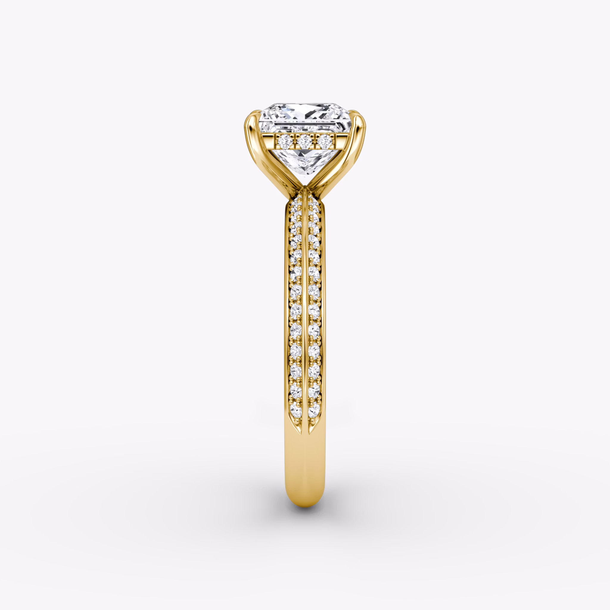 The Knife-Edge | Princess | 18k | Yellow Gold | bandAccent: Pavé | hiddenHalo: yes | diamondOrientation: vertical | caratWeight: other