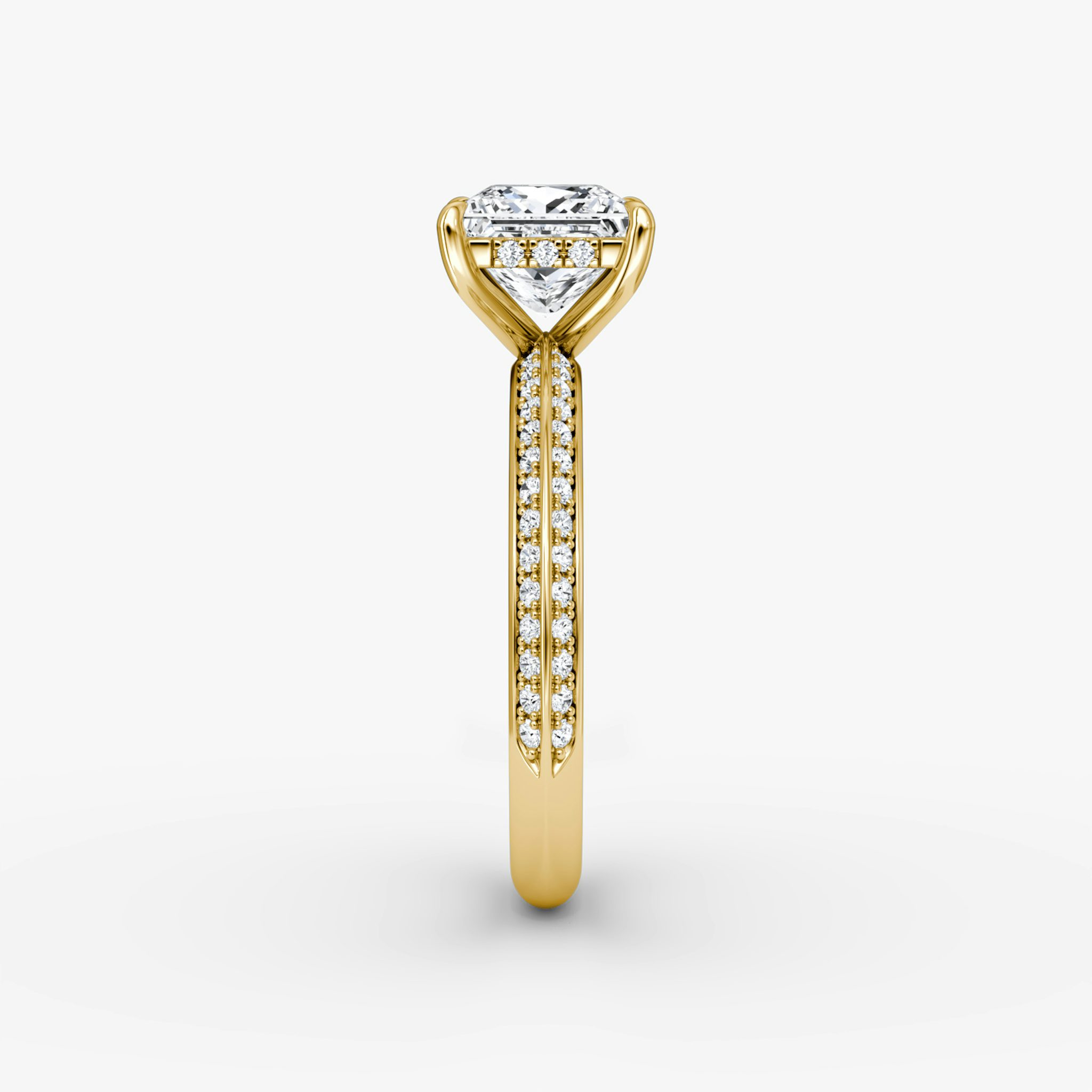 The Knife-Edge | Princess | 18k | Yellow Gold | bandAccent: Pavé | hiddenHalo: yes | diamondOrientation: vertical | caratWeight: other
