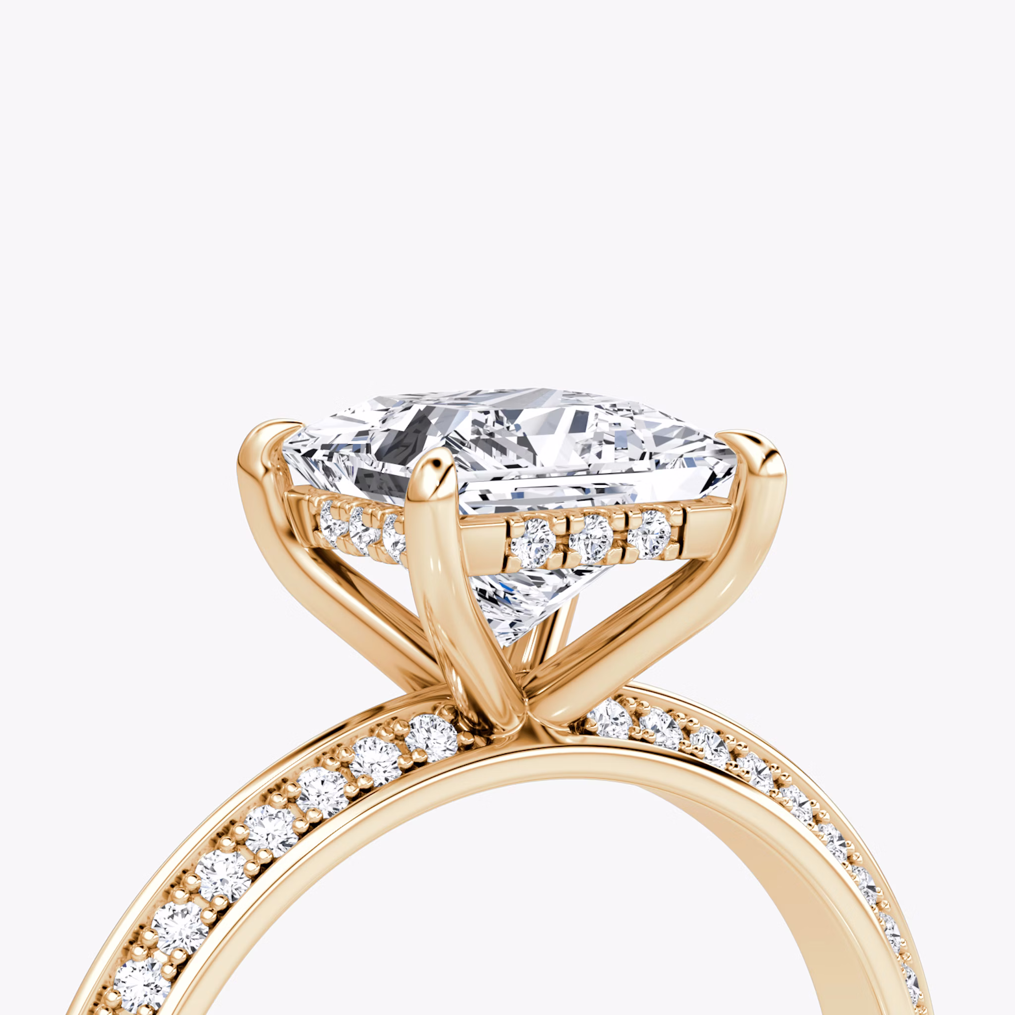 The Knife-Edge | Princess | 14k | Rose Gold | bandAccent: Pavé | hiddenHalo: yes | diamondOrientation: vertical | caratWeight: other