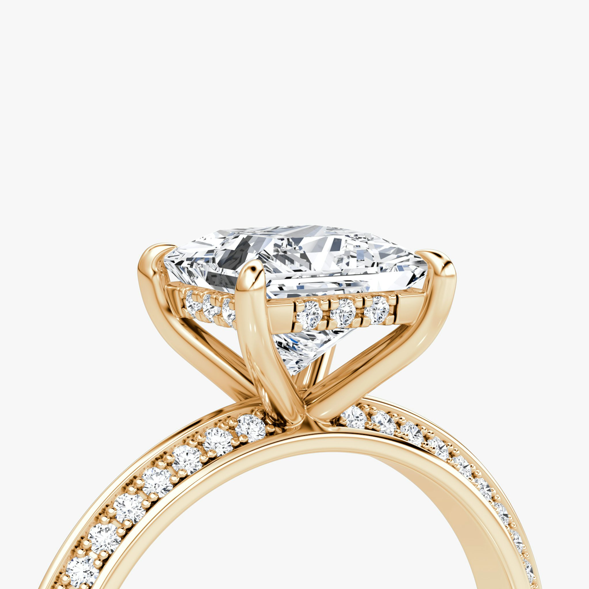 The Knife-Edge | Princess | 14k | Rose Gold | bandAccent: Pavé | hiddenHalo: yes | diamondOrientation: vertical | caratWeight: other