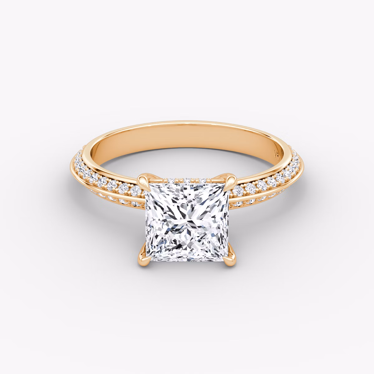 Knife-Edge | Princess | 14k | Roségold | bandAccent: Mit Pavé-Besatz | hiddenHalo: yes | diamondOrientation: vertical | caratWeight: other