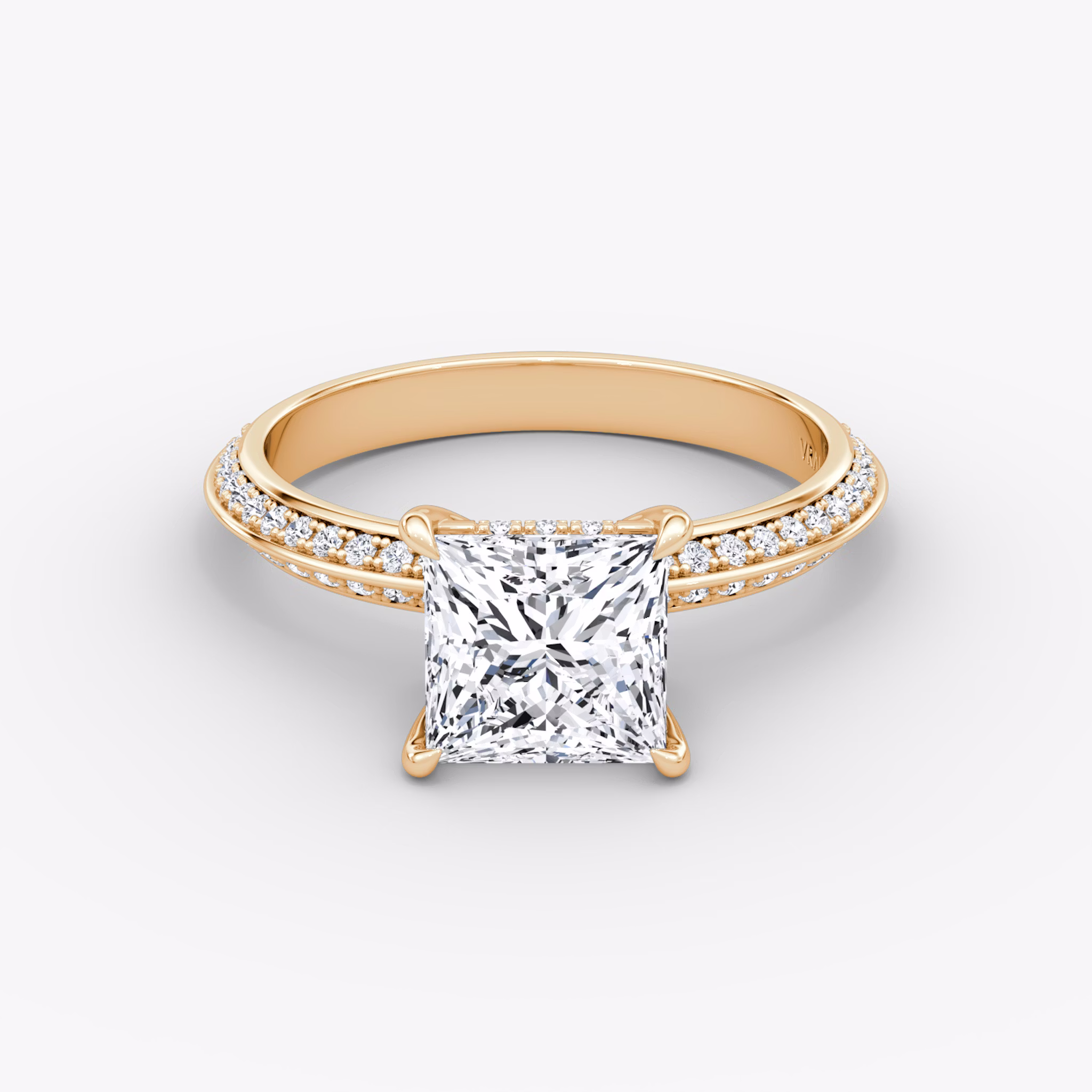 The Knife-Edge | Princess | 14k | Rose Gold | bandAccent: Pavé | hiddenHalo: yes | diamondOrientation: vertical | caratWeight: other